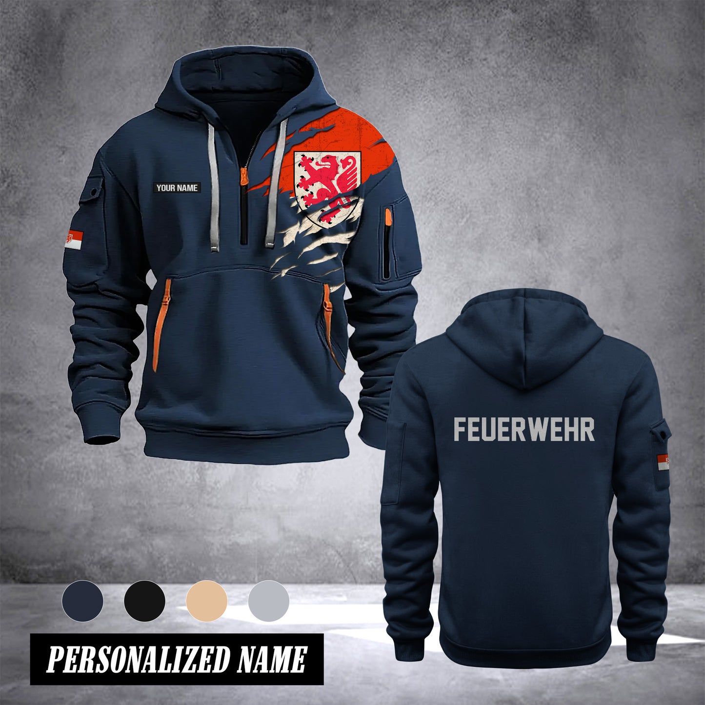 Firefighter Braunschweig Germany customize Hoodie Half Zipper 0909