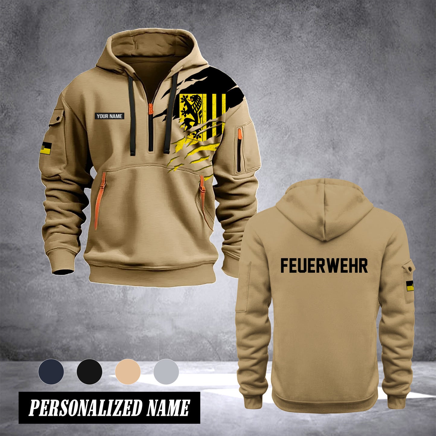 Firefighter Dresden Germany customize Hoodie Half Zipper 0909