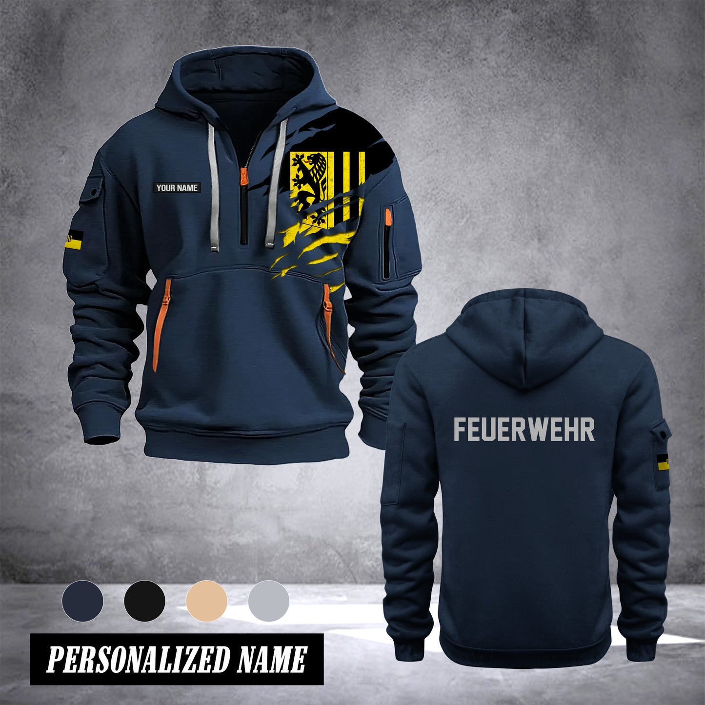 Firefighter Dresden Germany customize Hoodie Half Zipper 0909