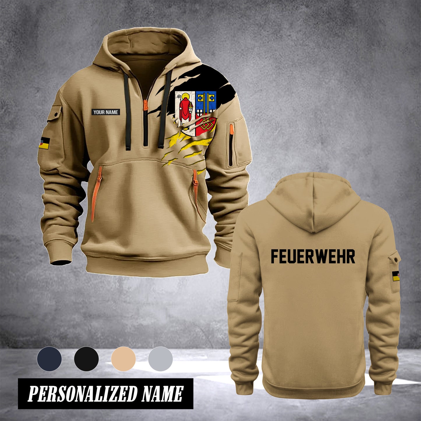 Firefighter Krefeld Germany customize Hoodie Half Zipper 0909