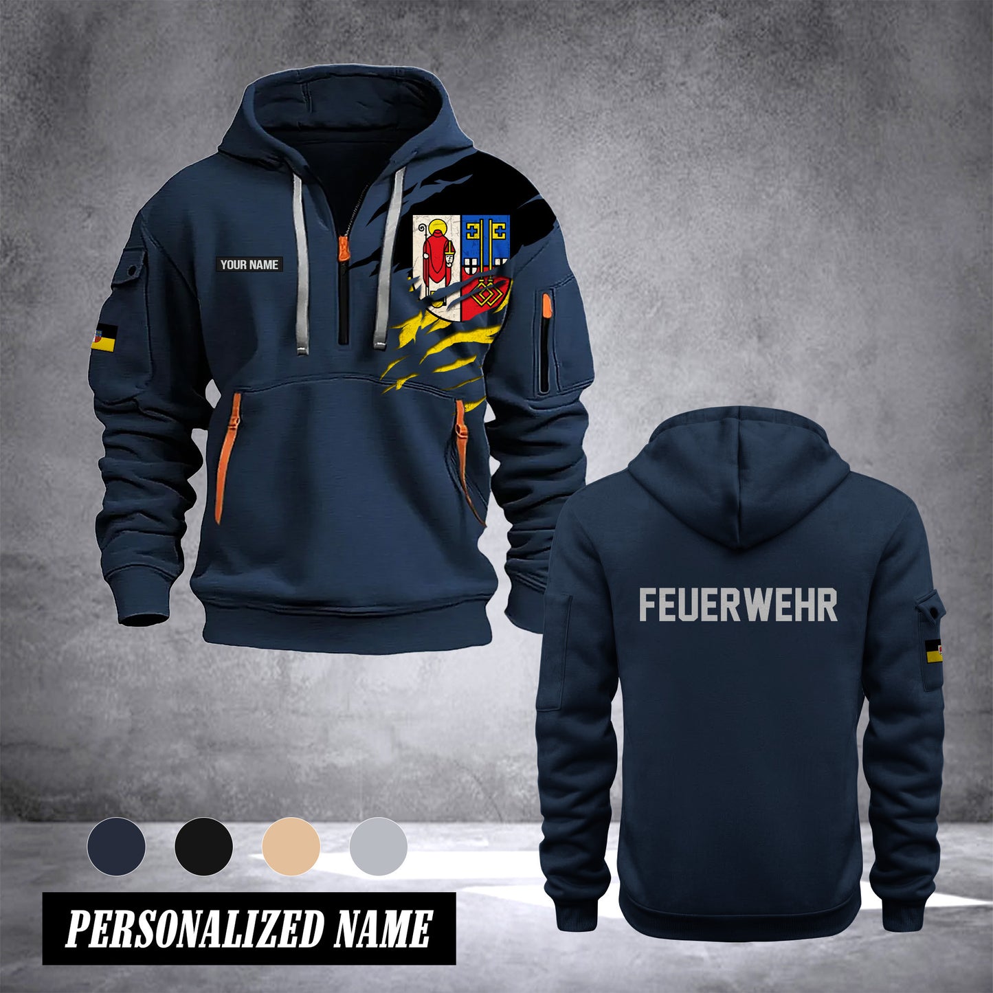 Firefighter Krefeld Germany customize Hoodie Half Zipper 0909