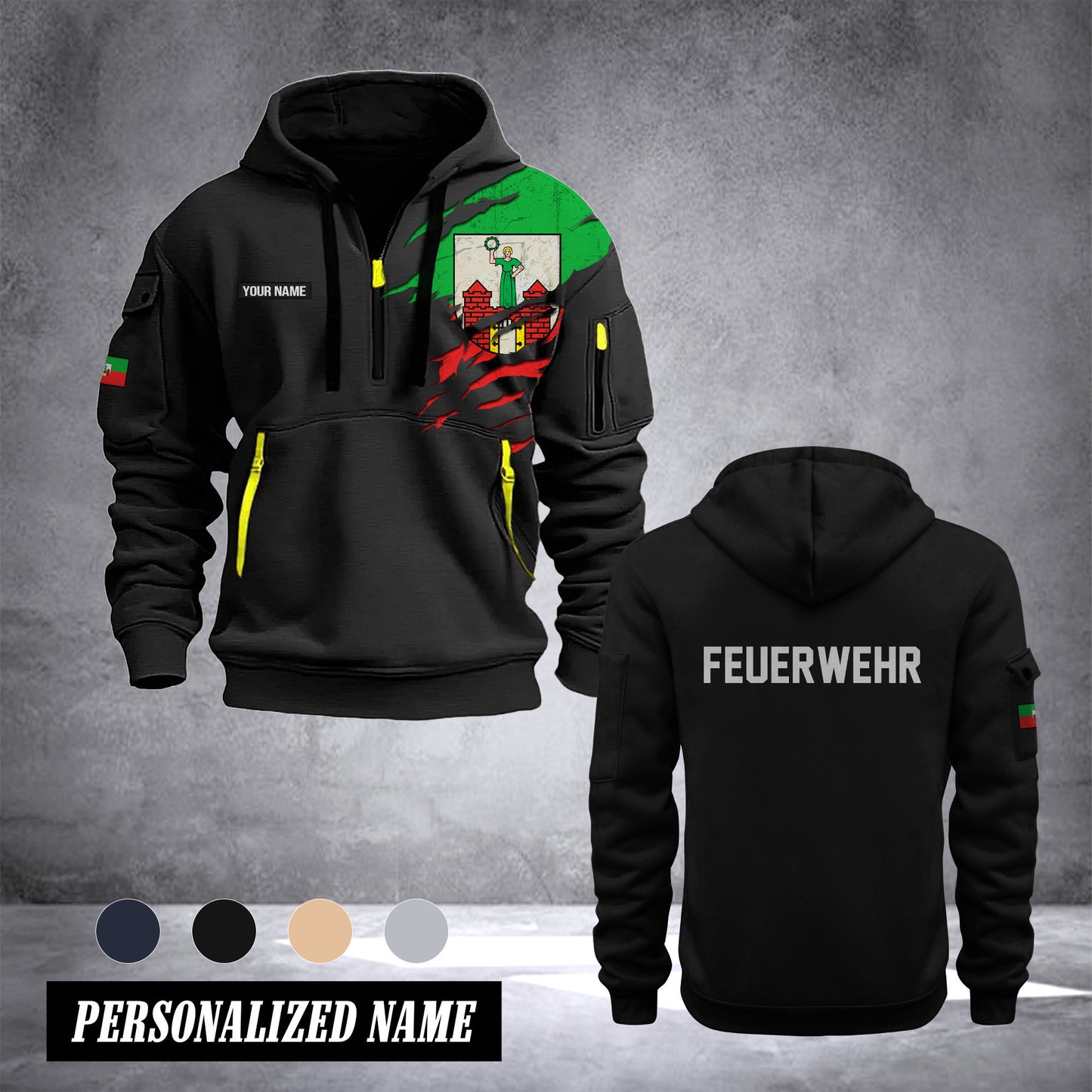 Firefighter Magdeburg Germany customize Hoodie Half Zipper 0909