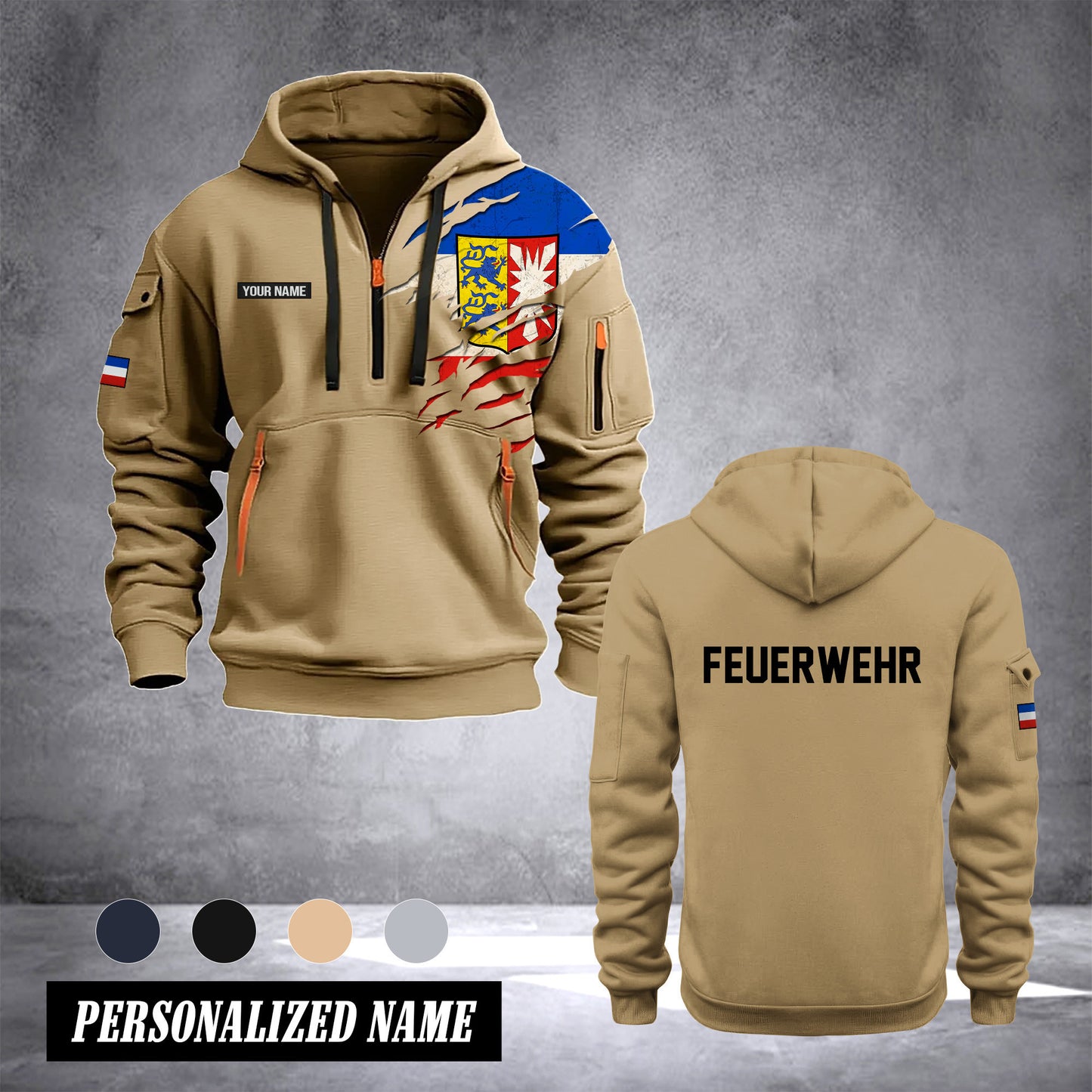 Firefighter Schleswig Holstein Germany customize Hoodie Half Zipper 0909