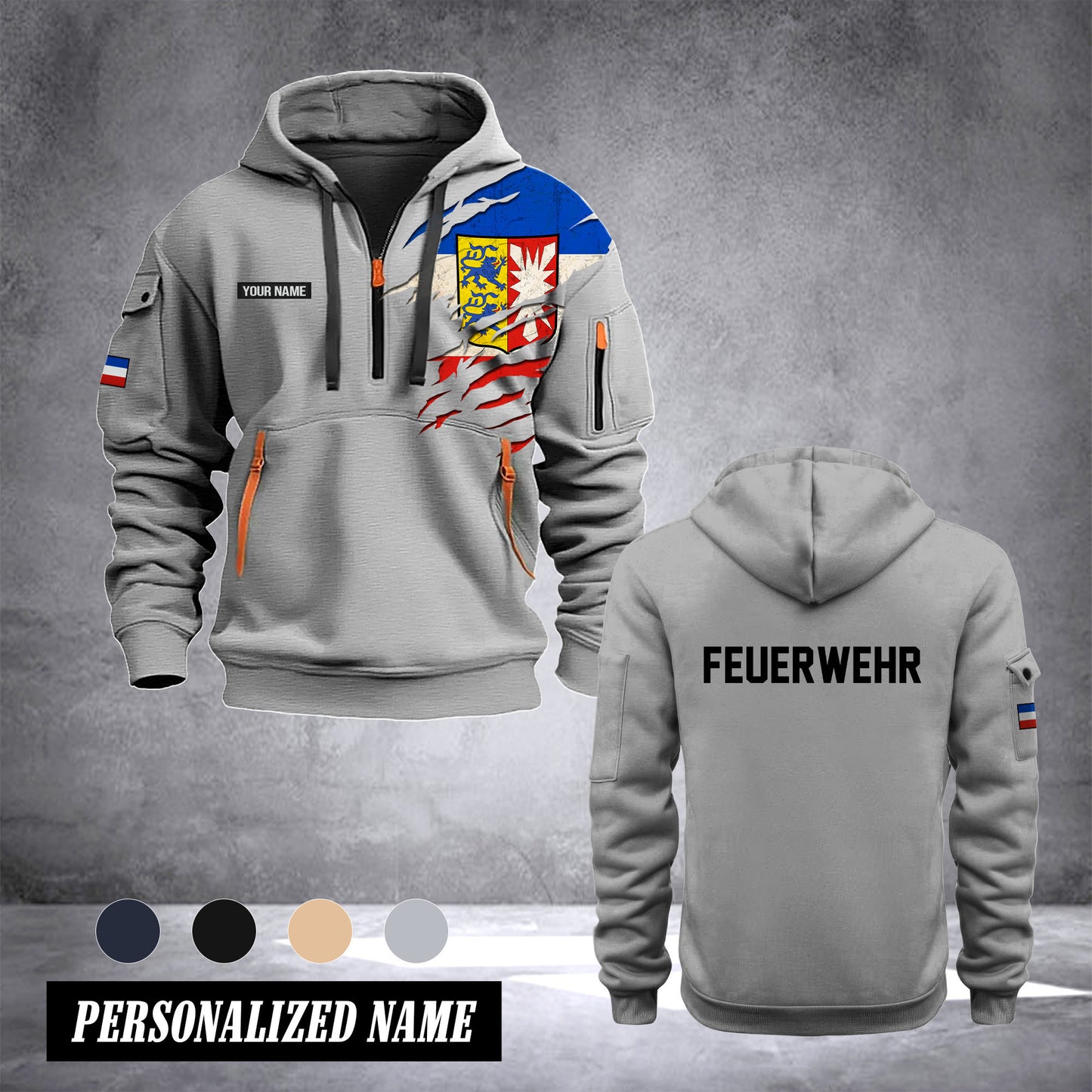 Firefighter Schleswig Holstein Germany customize Hoodie Half Zipper 0909