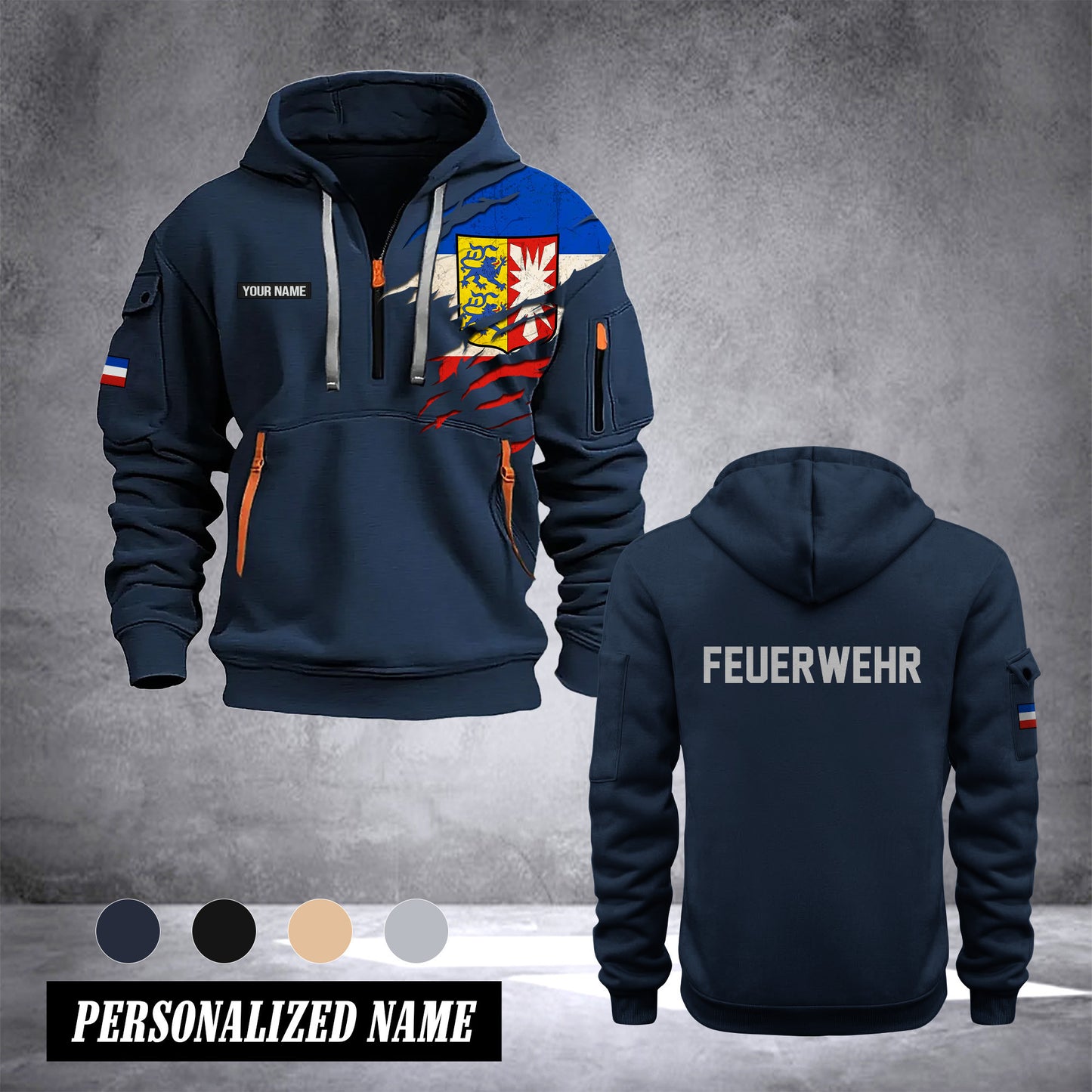 Firefighter Schleswig Holstein Germany customize Hoodie Half Zipper 0909
