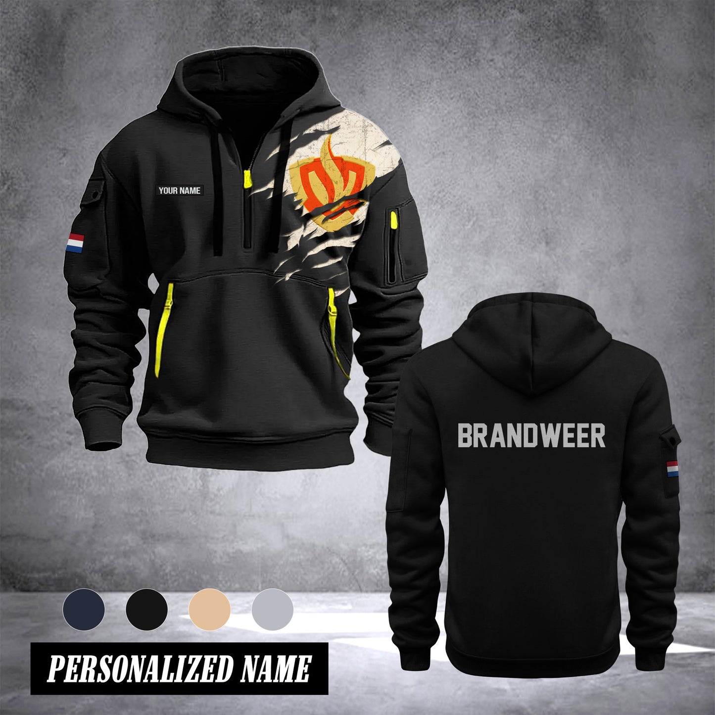 Brandweer customize Hoodie Half Zipper 0909