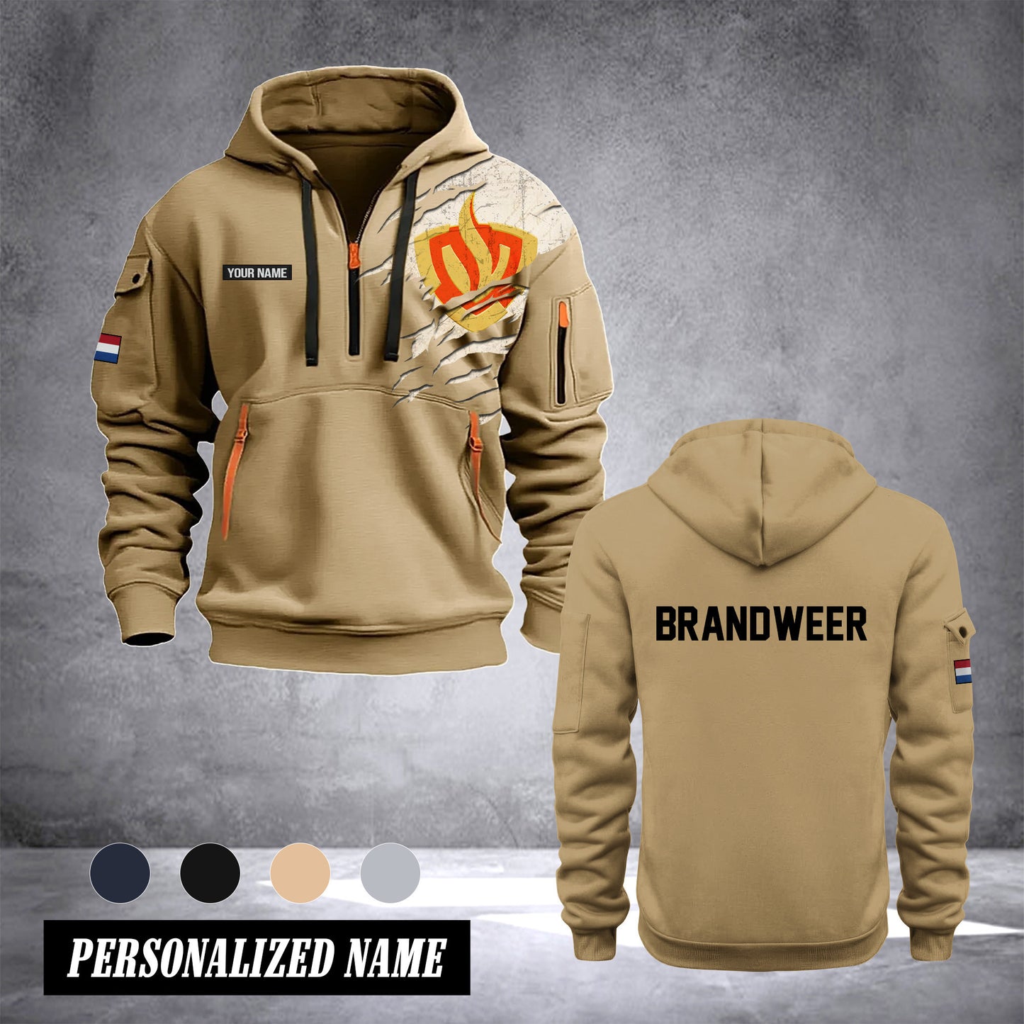 Brandweer customize Hoodie Half Zipper 0909