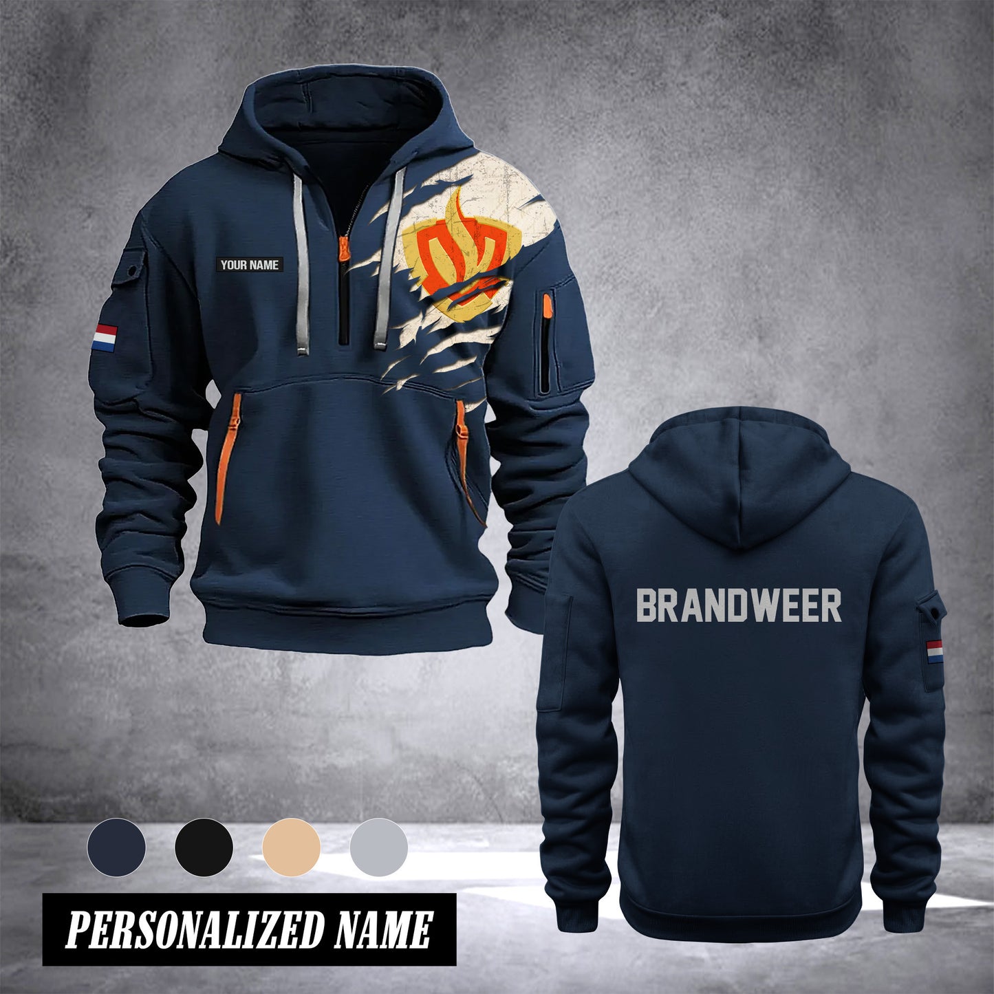 Brandweer customize Hoodie Half Zipper 0909