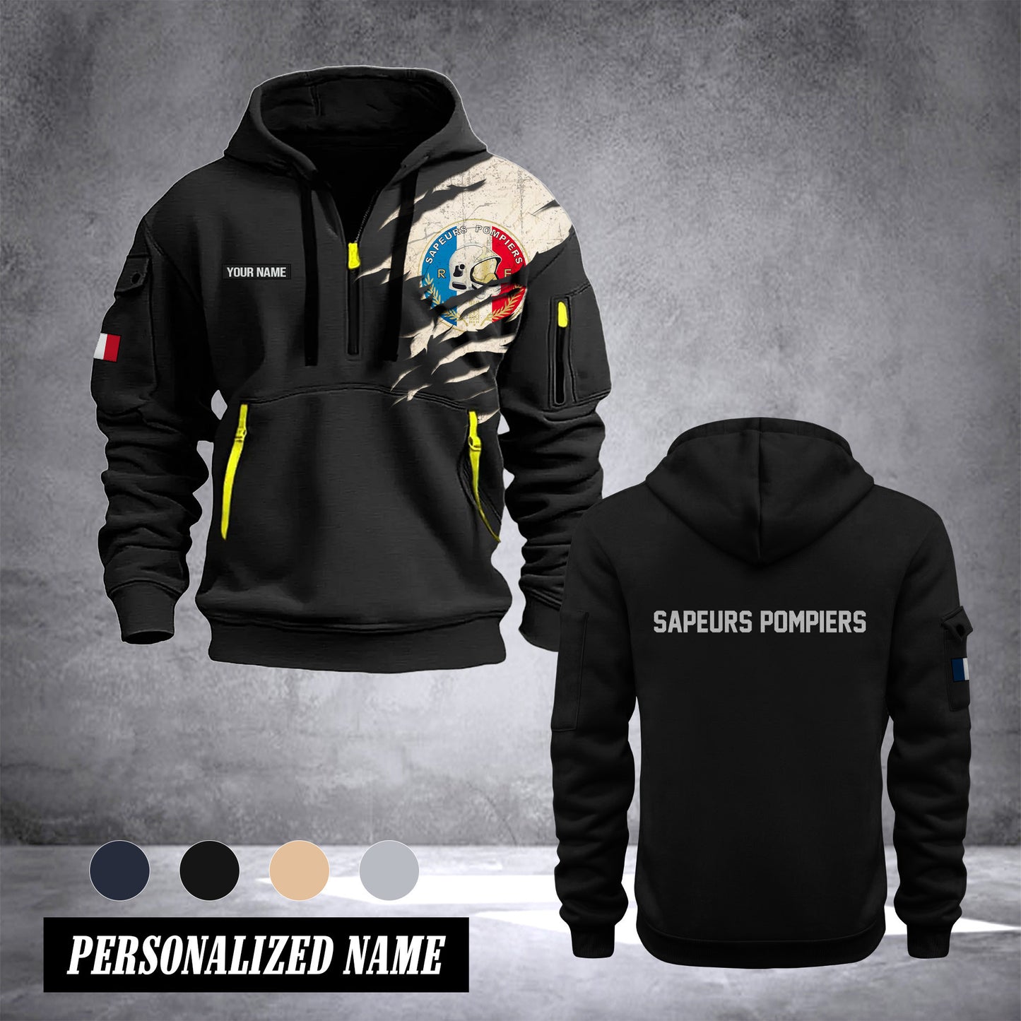 Firefighter France customize Hoodie Half Zipper 0909