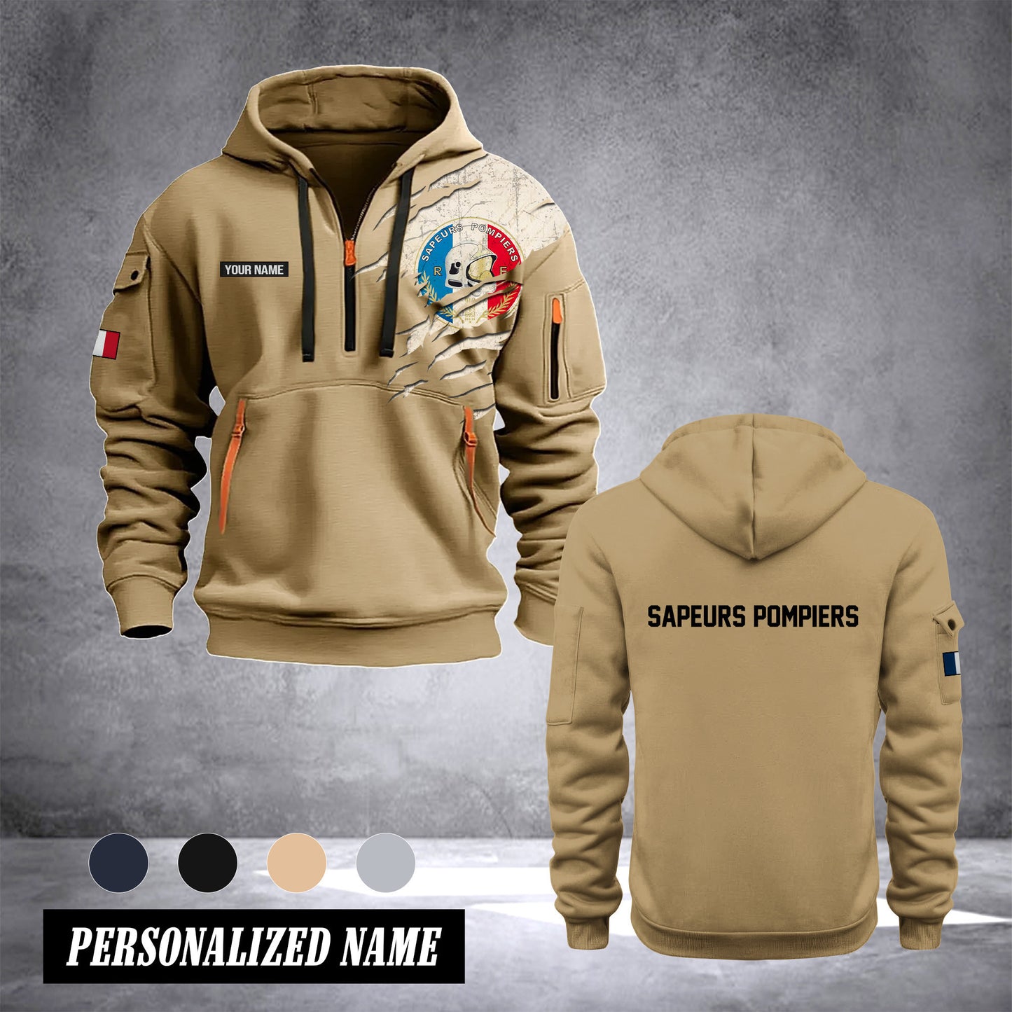 Firefighter France customize Hoodie Half Zipper 0909