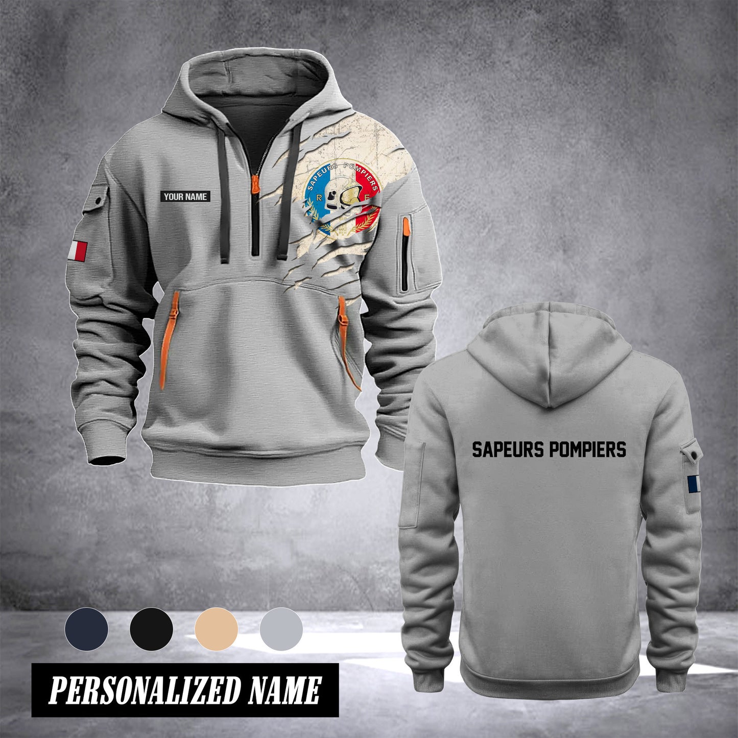 Firefighter France customize Hoodie Half Zipper 0909