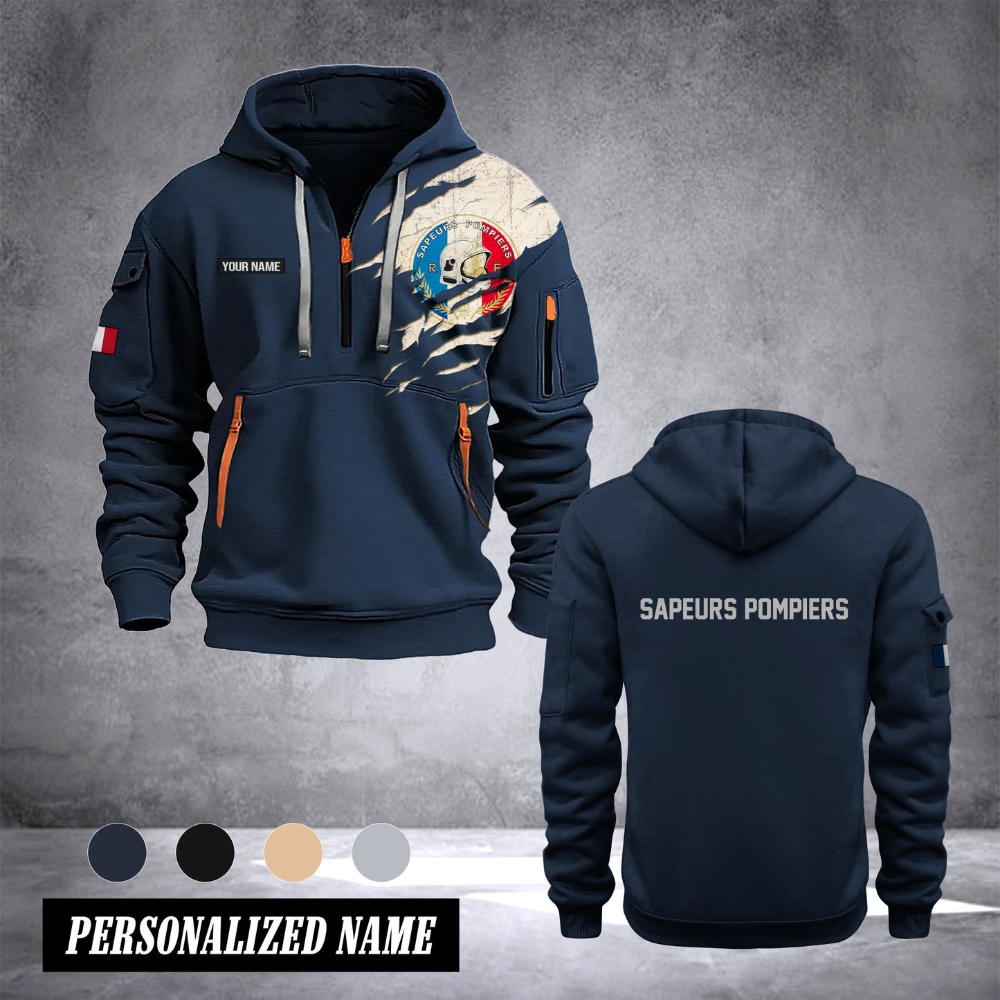 Firefighter France customize Hoodie Half Zipper 0909