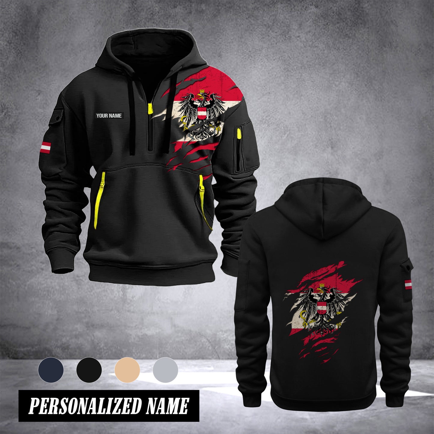 Austria 2 customize Hoodie Half Zipper 0909