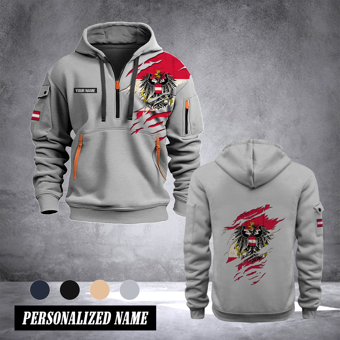 Austria 2 customize Hoodie Half Zipper 0909