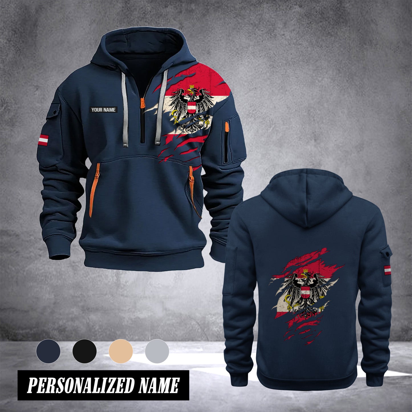 Austria 2 customize Hoodie Half Zipper 0909