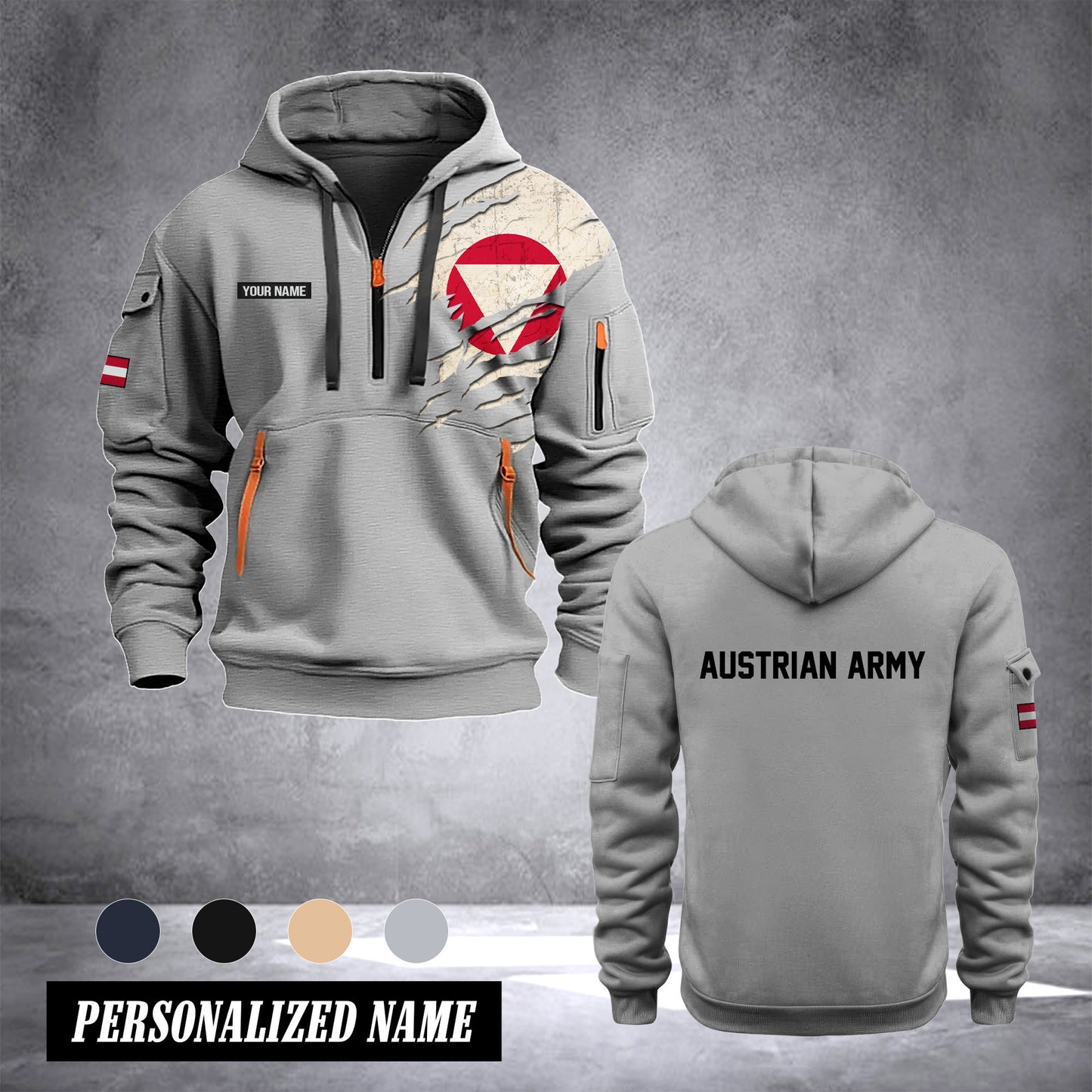 Soldier Austria customize Hoodie Half Zipper 0909