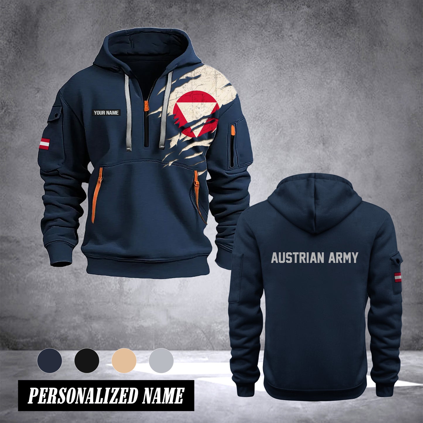 Soldier Austria customize Hoodie Half Zipper 0909