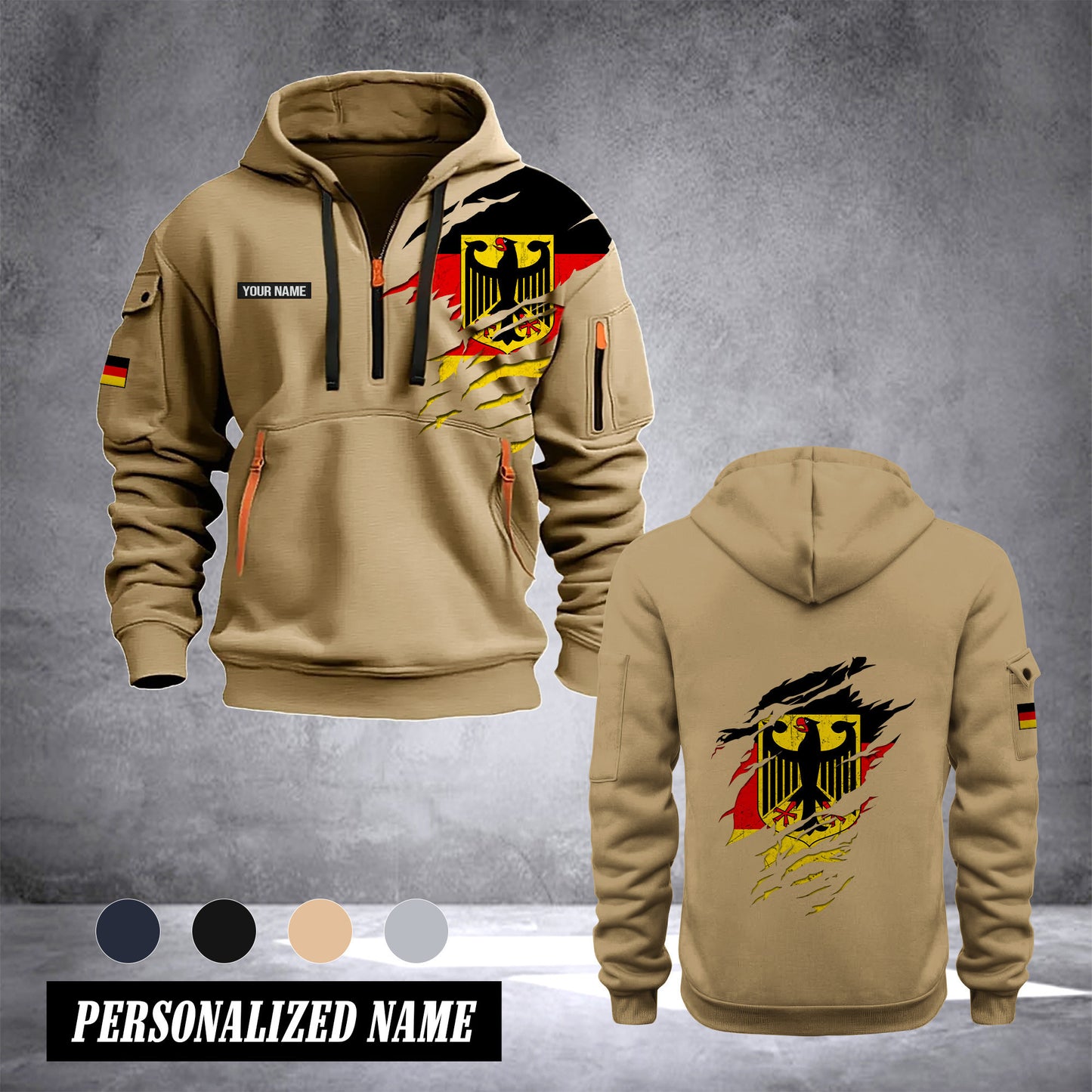 Germany 2 customize Hoodie Half Zipper 0909