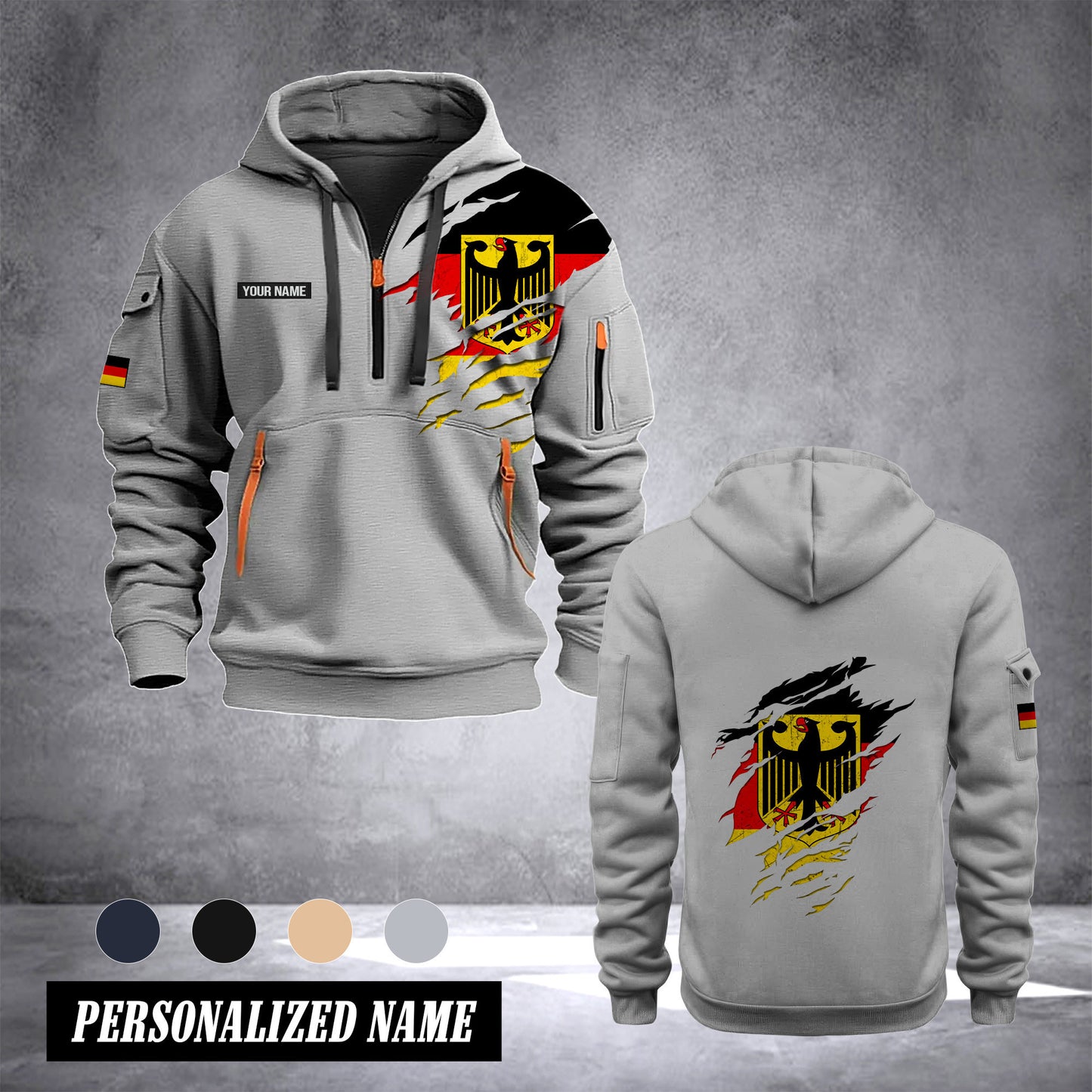 Germany 2 customize Hoodie Half Zipper 0909