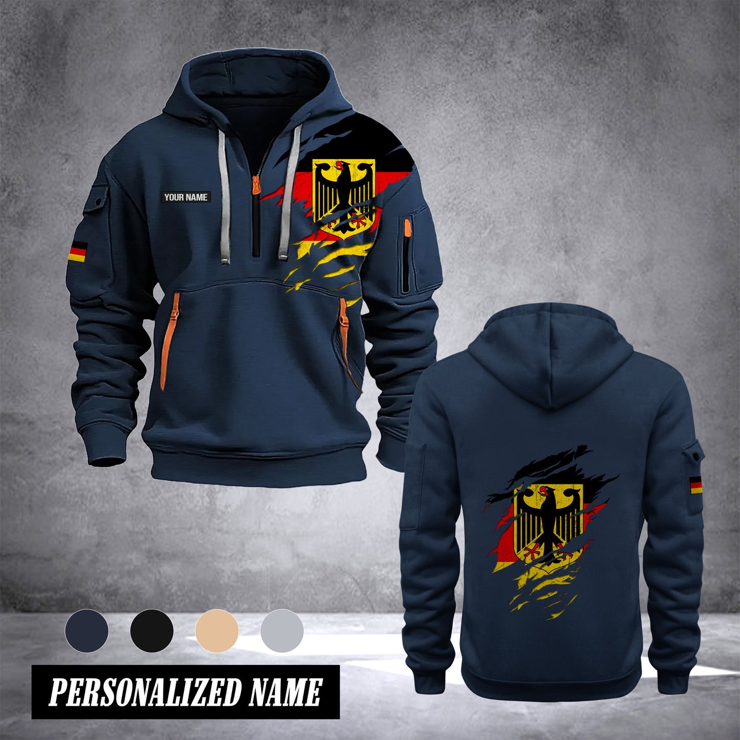 Germany 2 customize Hoodie Half Zipper 0909