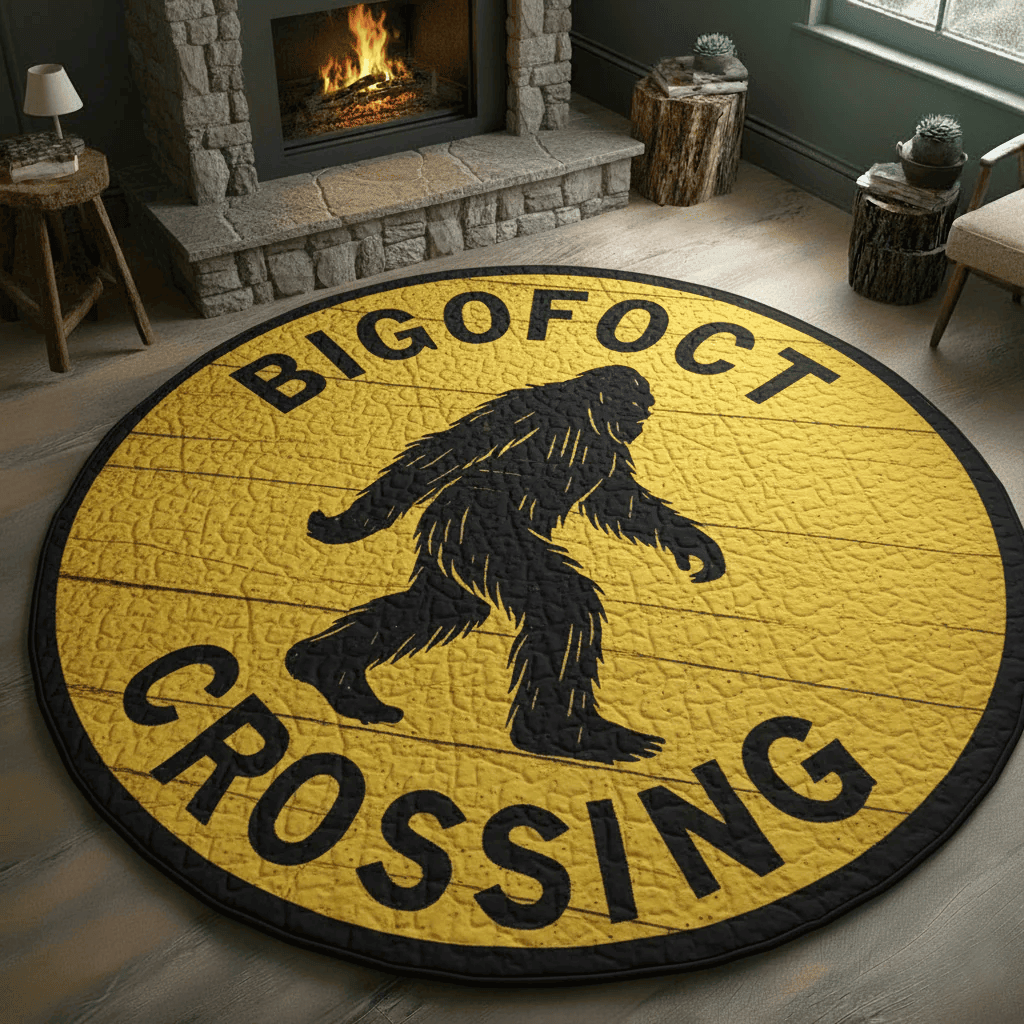Bigfoot & Sasquatch Crossing Round Mat 0510