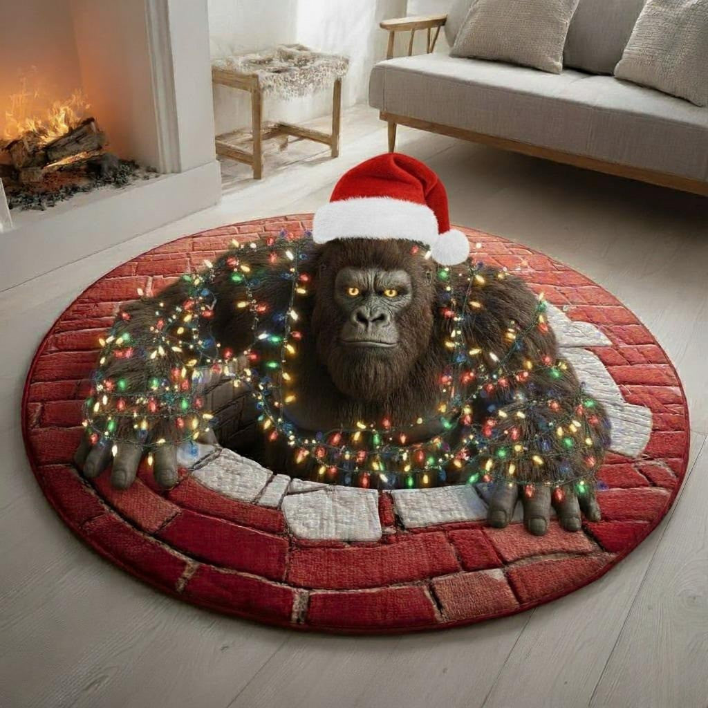 Merry Squatchmas Quilted Round Mat 0510