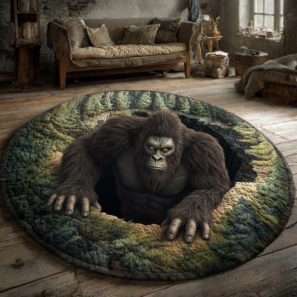 Sasquatch Surprise Quilted Round Mat 0510