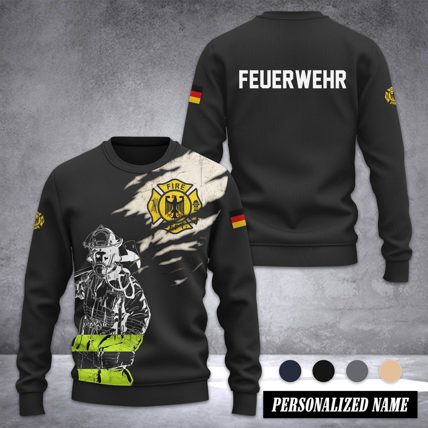 Firefighter Germany Ugly Sweater Customize 3d printed