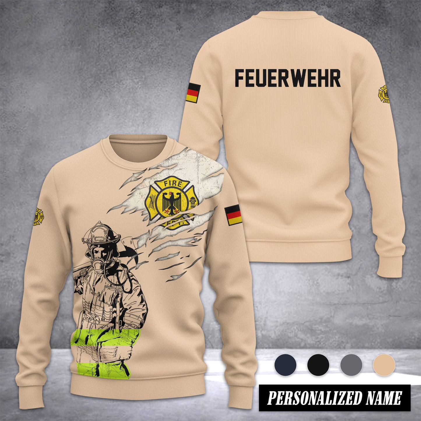 Firefighter Germany Ugly Sweater Customize 3d printed