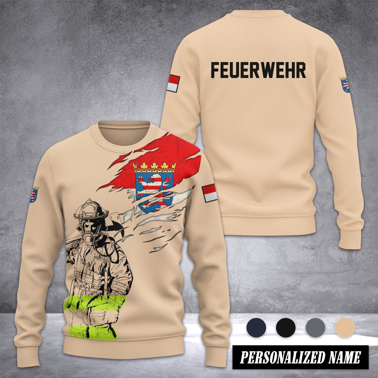 Firefighter Hessen Ugly Sweater Customize 3d printed