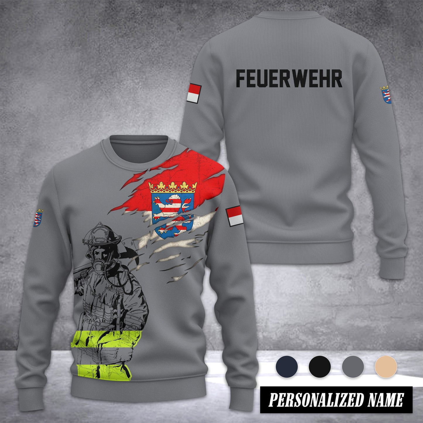 Firefighter Hessen Ugly Sweater Customize 3d printed