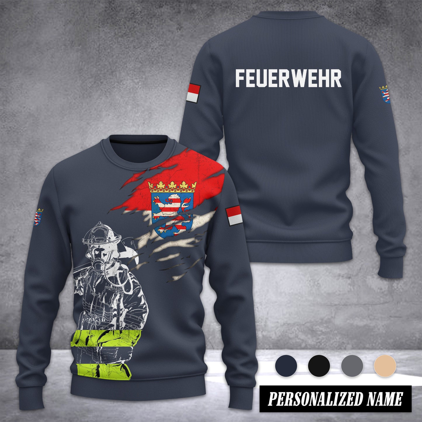 Firefighter Hessen Ugly Sweater Customize 3d printed