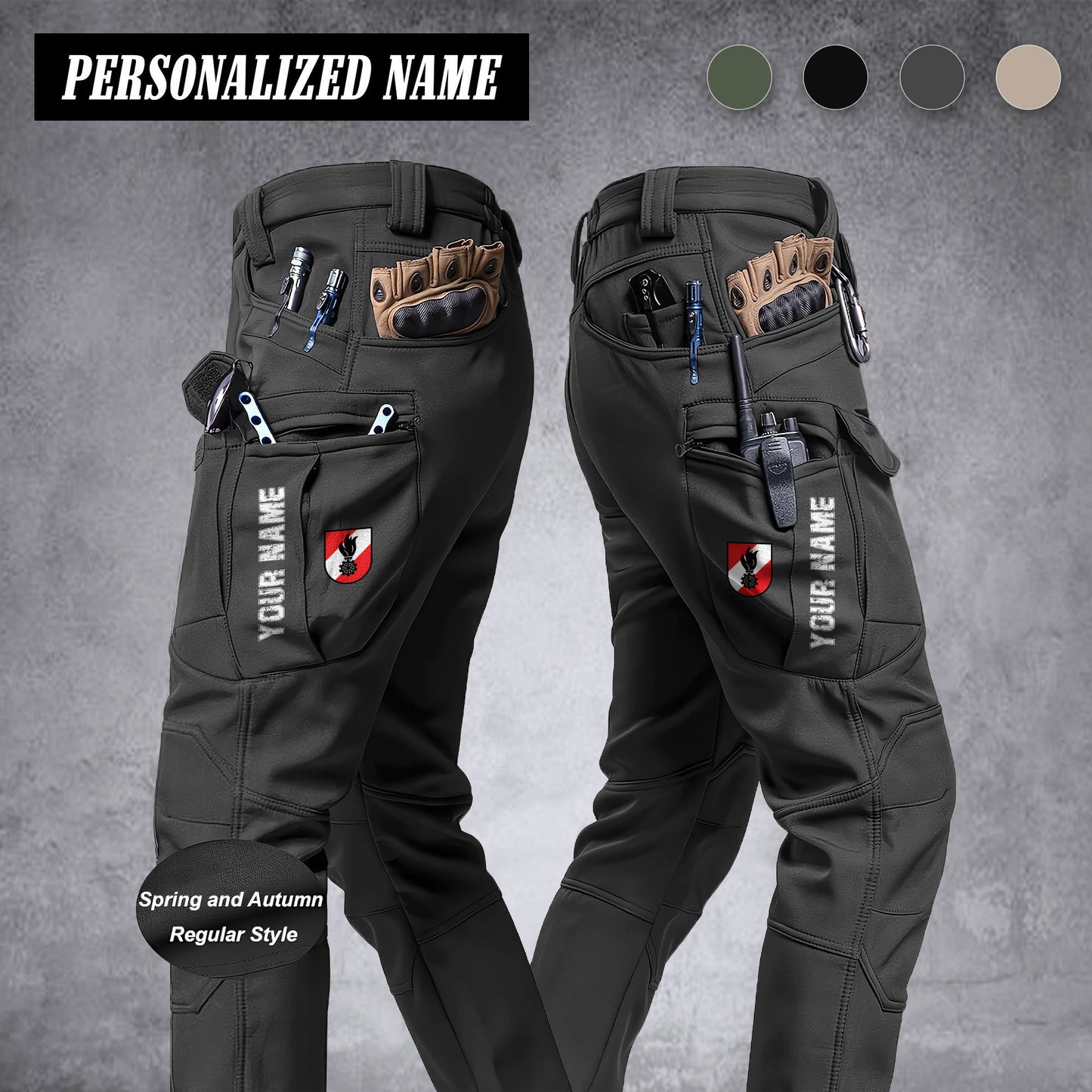 Firefighter Austria Herren Fleece Cargohose – Mit Klappentaschen, Gerade Beinform, Warm & Bequem für Arbeit und Outdoor
