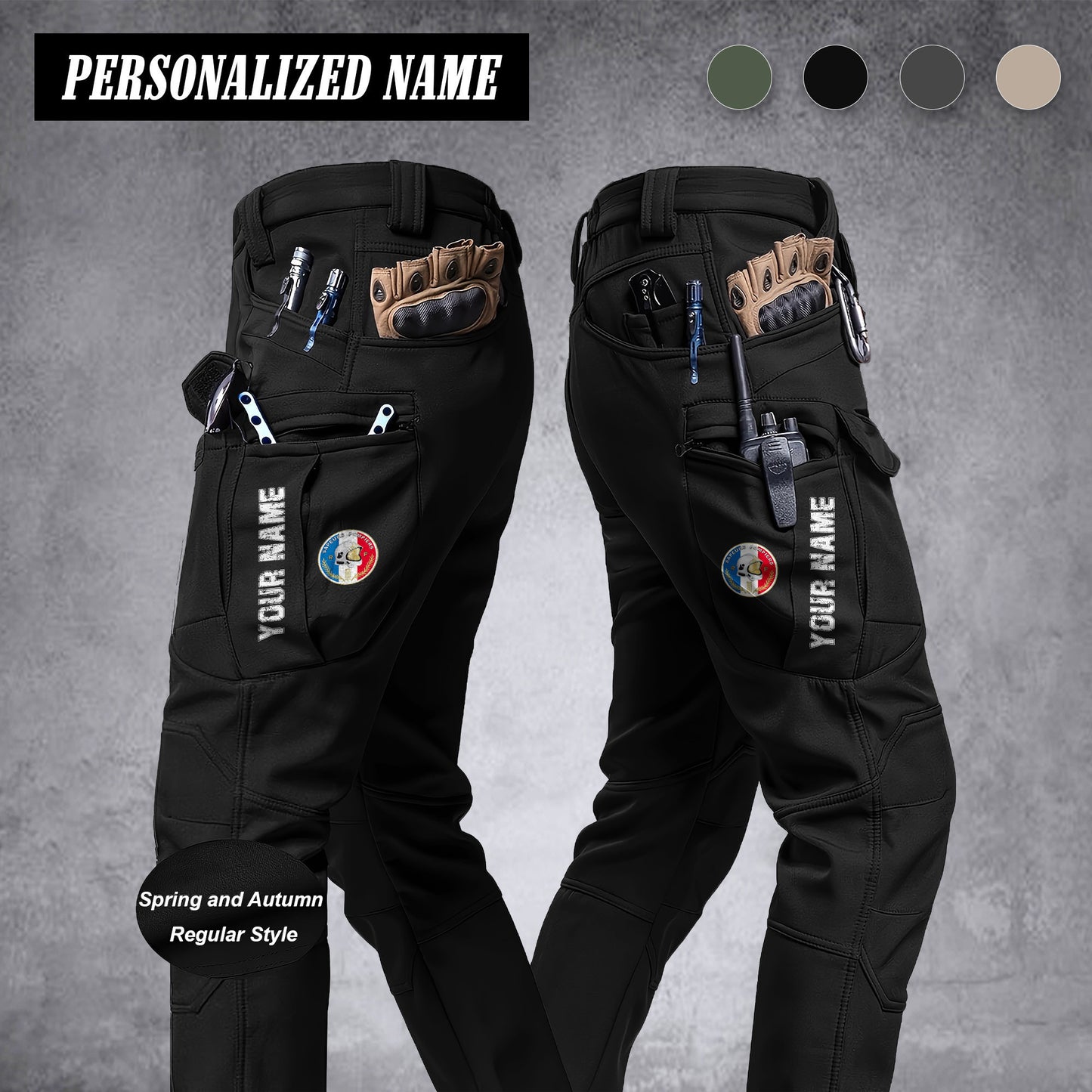 Firefighter France Pantalon cargo en polaire pour homme – Avec poches à rabat, coupe droite, chaud et confortable pour le travail et les activités de plein air.