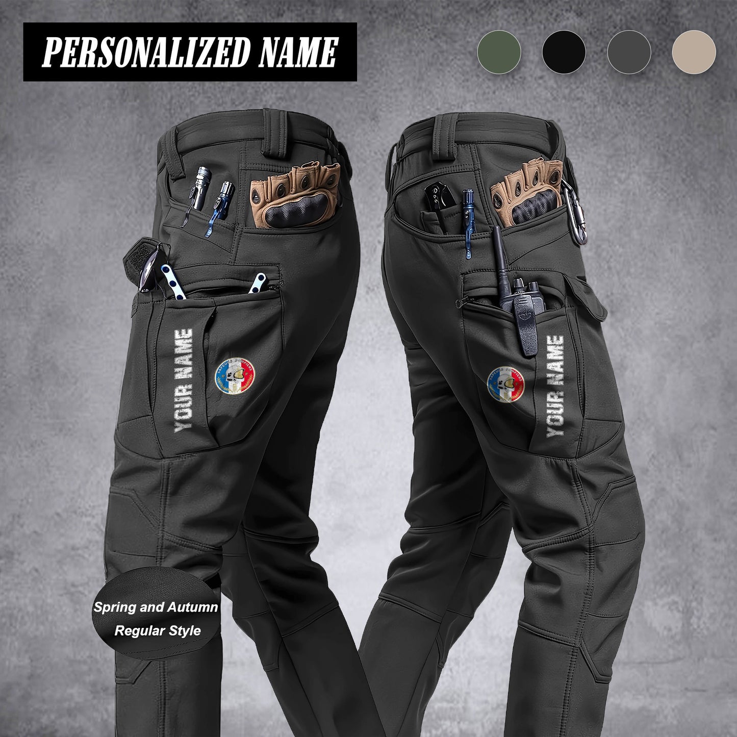 Firefighter France Pantalon cargo en polaire pour homme – Avec poches à rabat, coupe droite, chaud et confortable pour le travail et les activités de plein air.