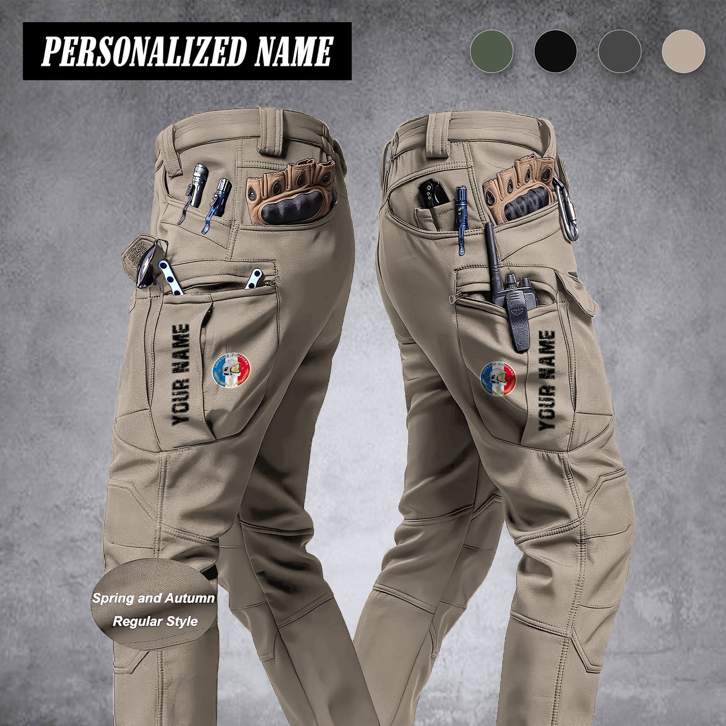 Firefighter France Pantalon cargo en polaire pour homme – Avec poches à rabat, coupe droite, chaud et confortable pour le travail et les activités de plein air.