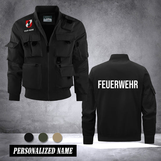 Firefighter Austria custom Herren Bomberjacke – Leichtes Arbeitsjacke mit Stehkragen und Mehreren Taschen