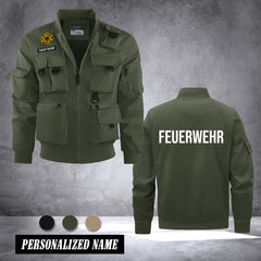 Firefighter Germany custom Herren Bomberjacke – Leichtes Arbeitsjacke mit Stehkragen und Mehreren Taschen
