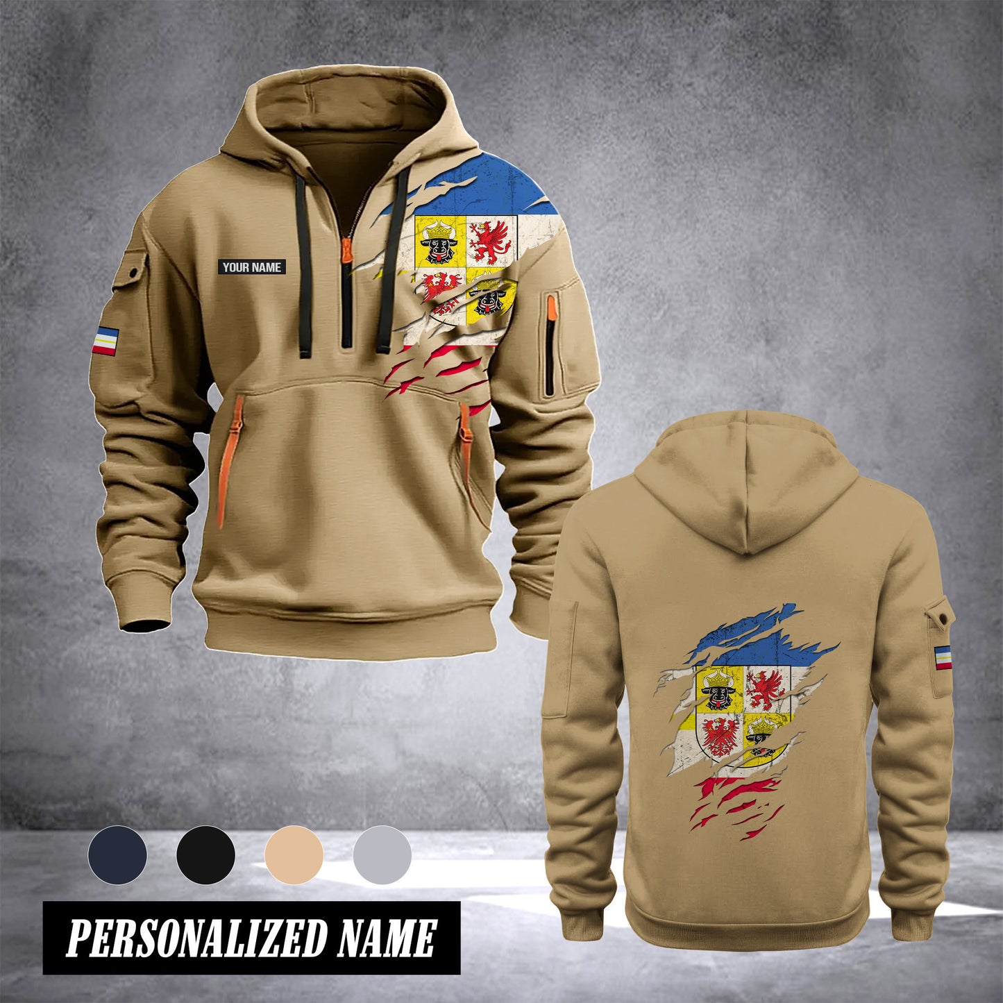 Mecklenburg Vorpommern customize Hoodie Half Zipper 0909
