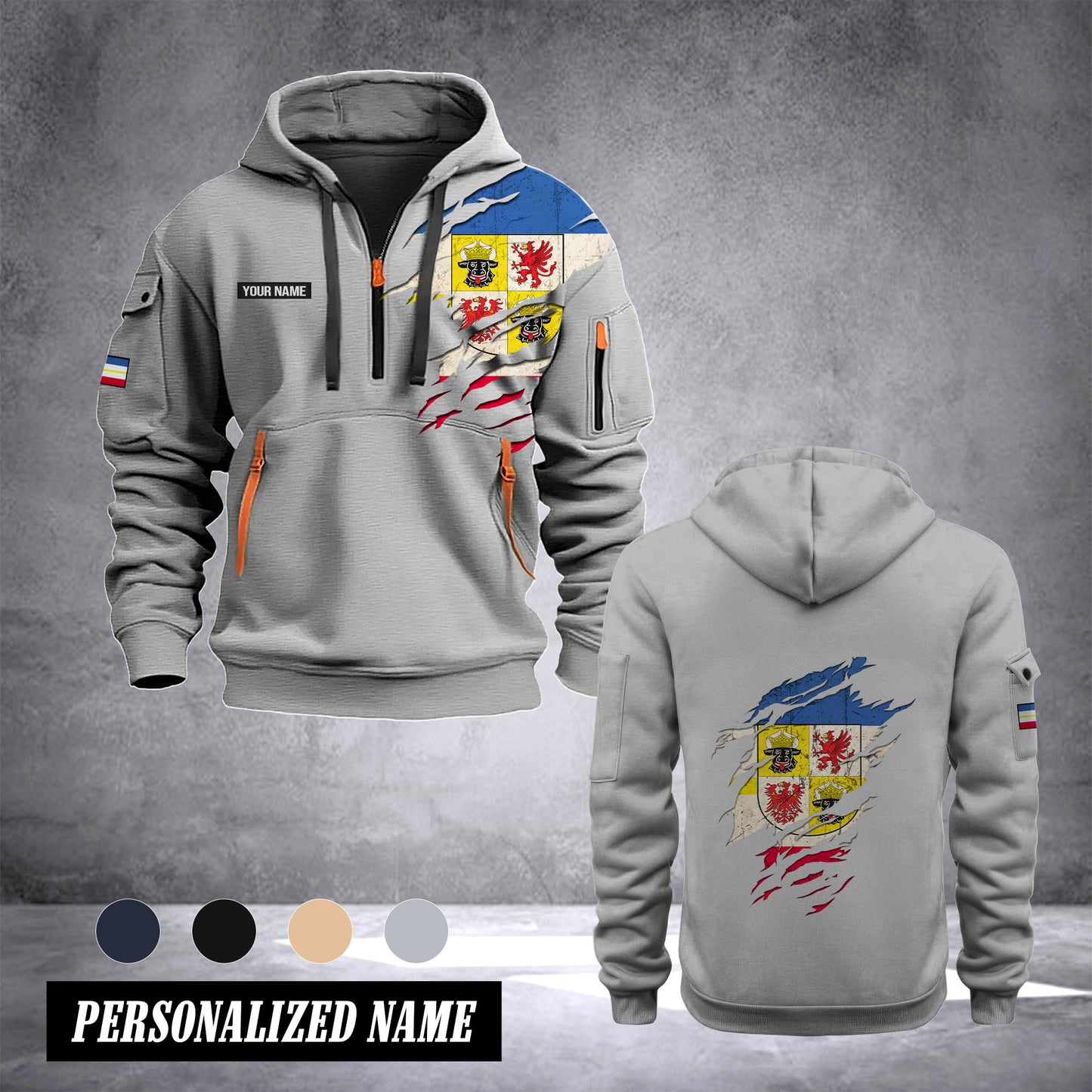 Mecklenburg Vorpommern customize Hoodie Half Zipper 0909