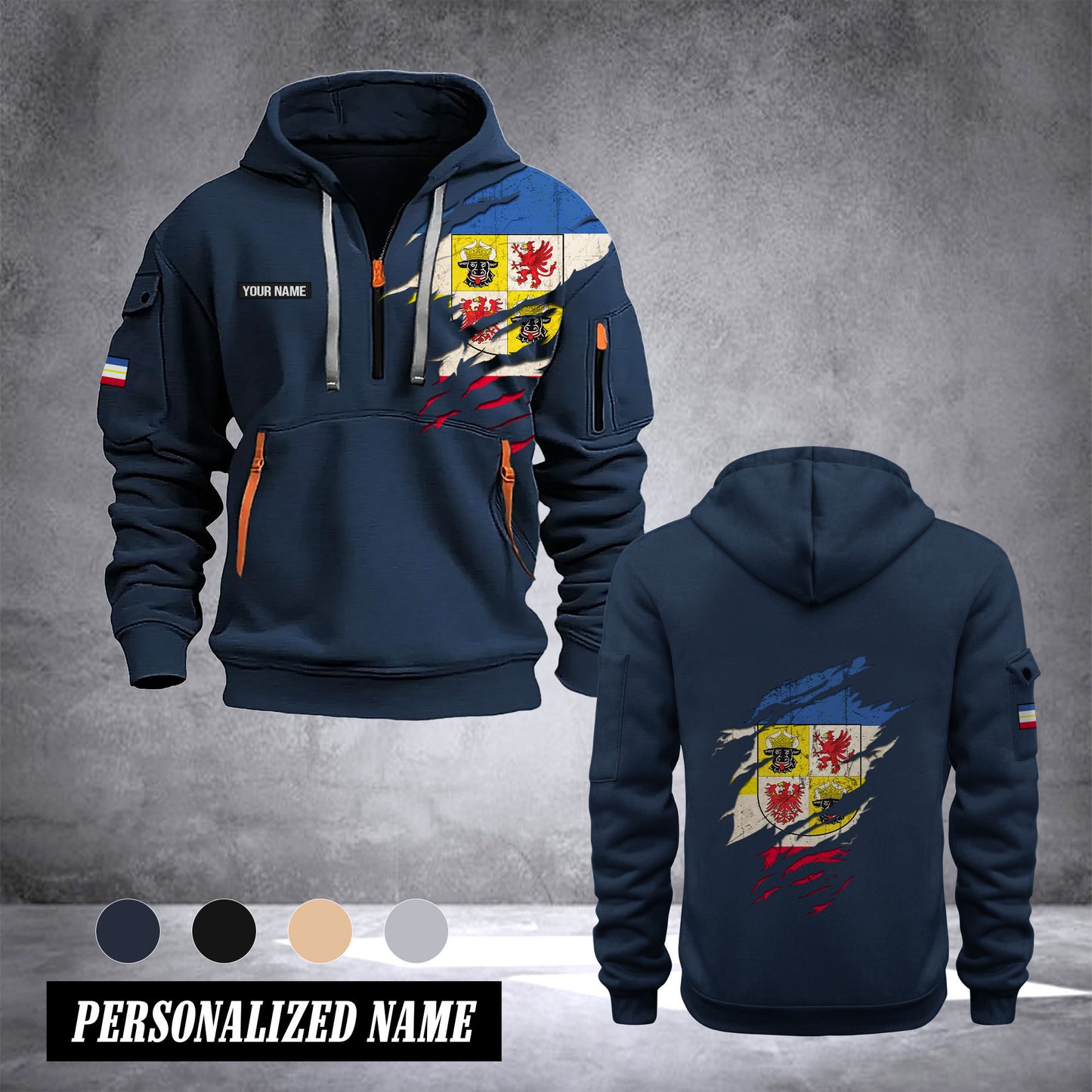 Mecklenburg Vorpommern customize Hoodie Half Zipper 0909