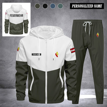 Firefighter Kärnten Austria Herren Trainingsanzug 2025 – Freizeit Jogginganzug mit Kapuze, Sportjacke & Hose, 2-teiliges Running Set