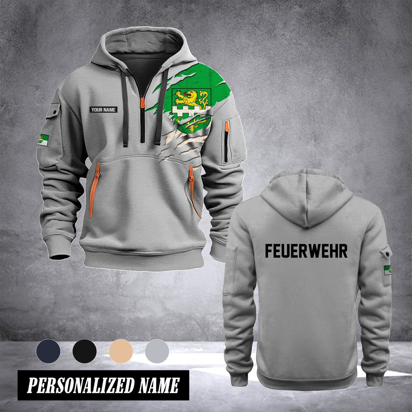 Firefighter Bergisch Gladbach Germany customize Hoodie Half Zipper 0909