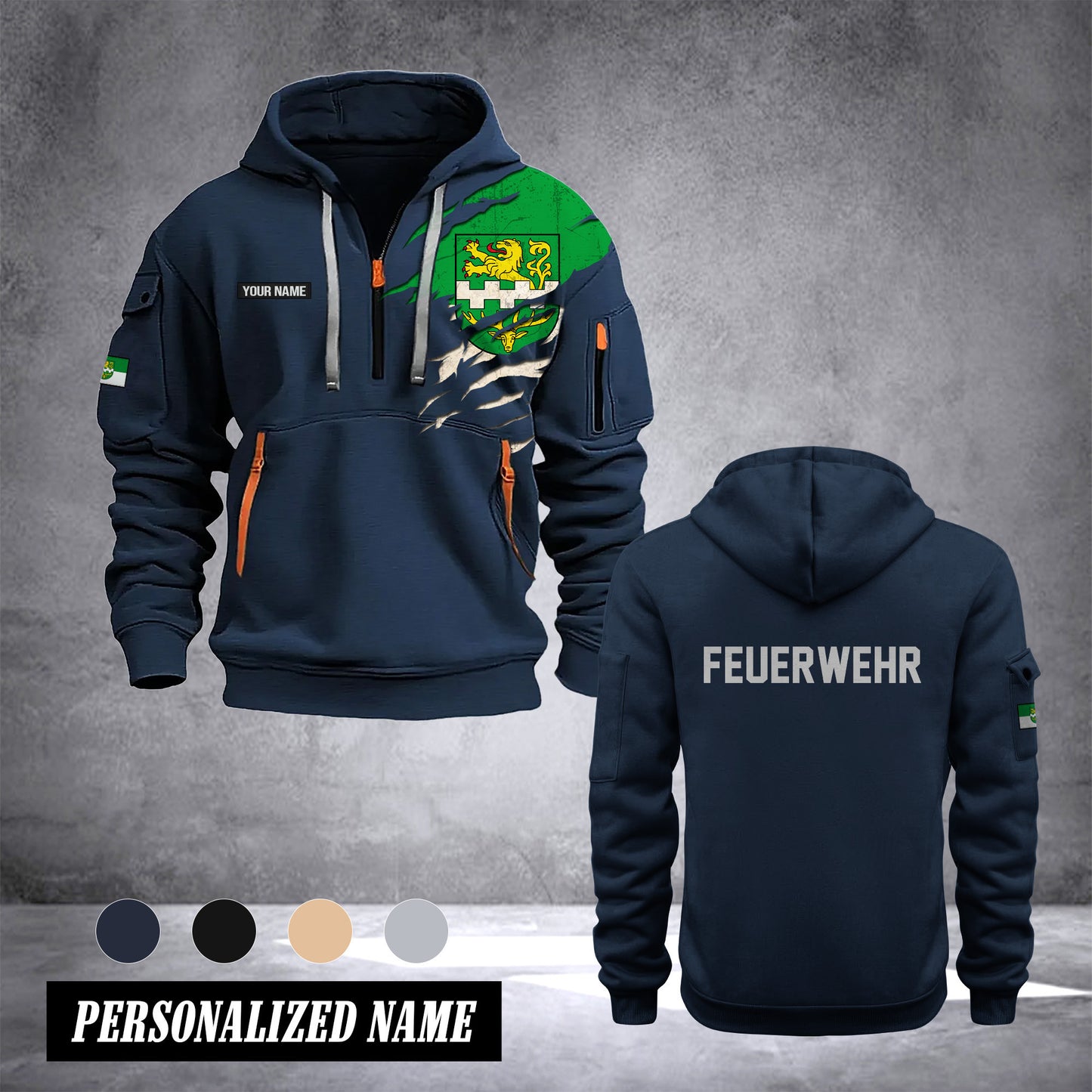 Firefighter Bergisch Gladbach Germany customize Hoodie Half Zipper 0909