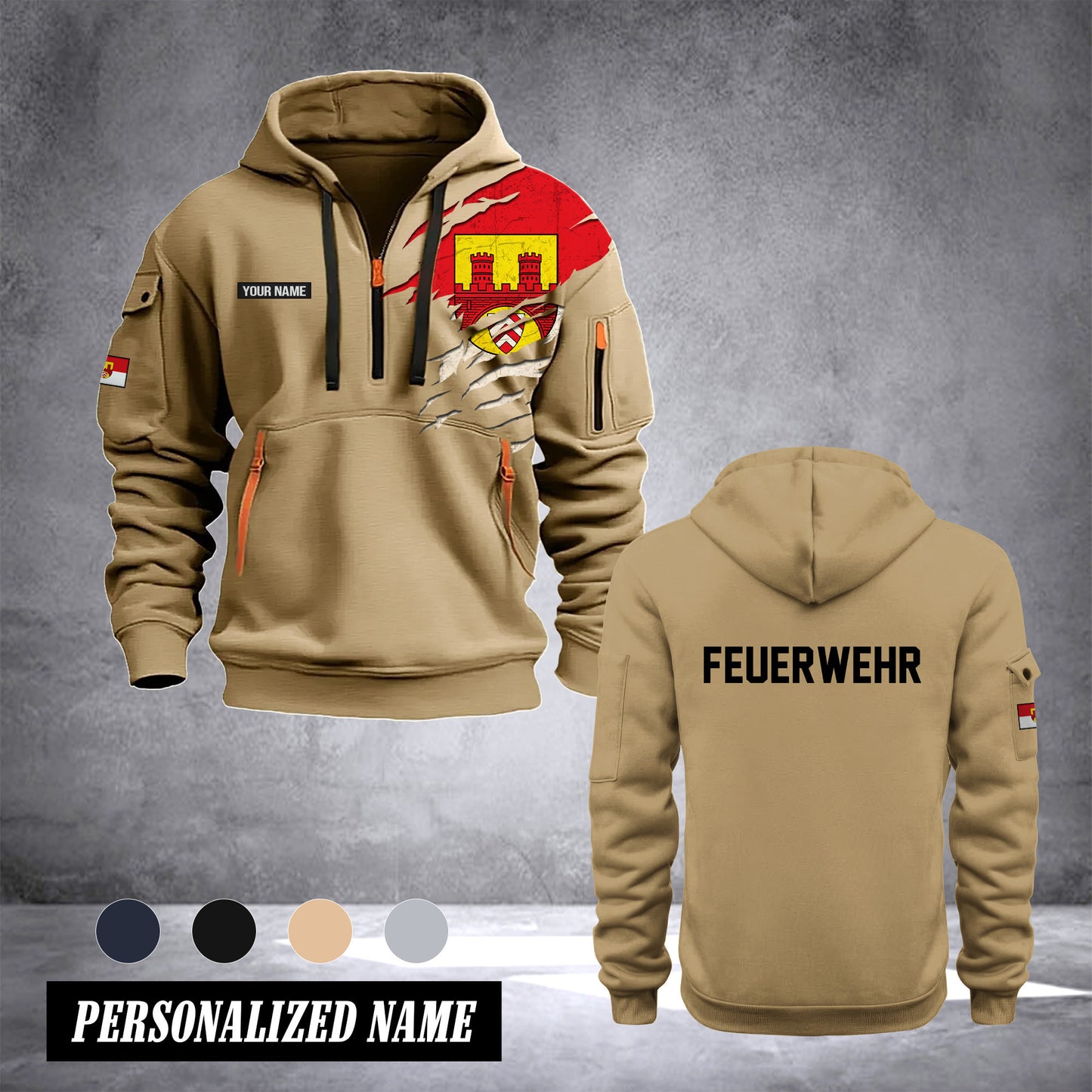 Firefighter Bielefeld Germany customize Hoodie Half Zipper 0909