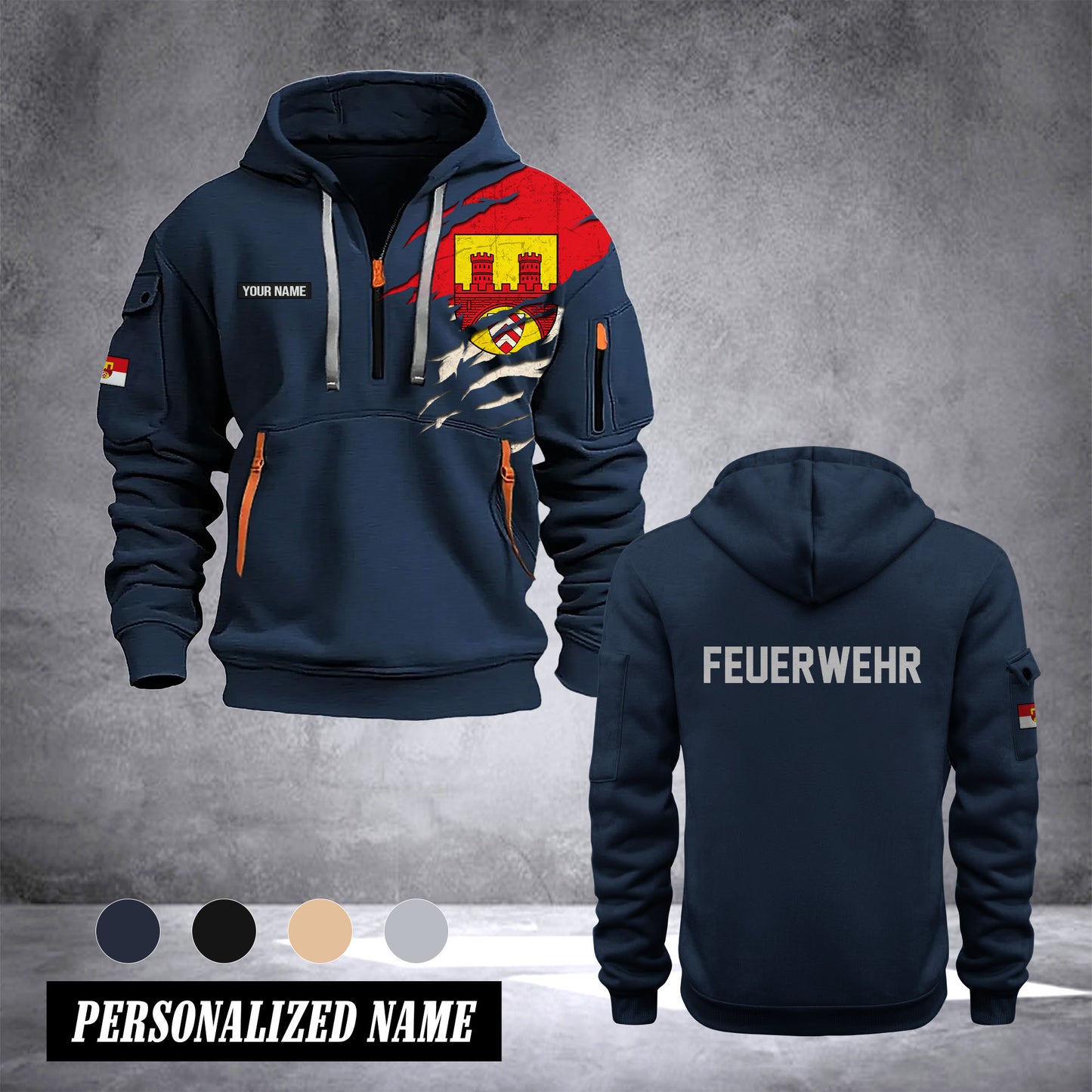 Firefighter Bielefeld Germany customize Hoodie Half Zipper 0909