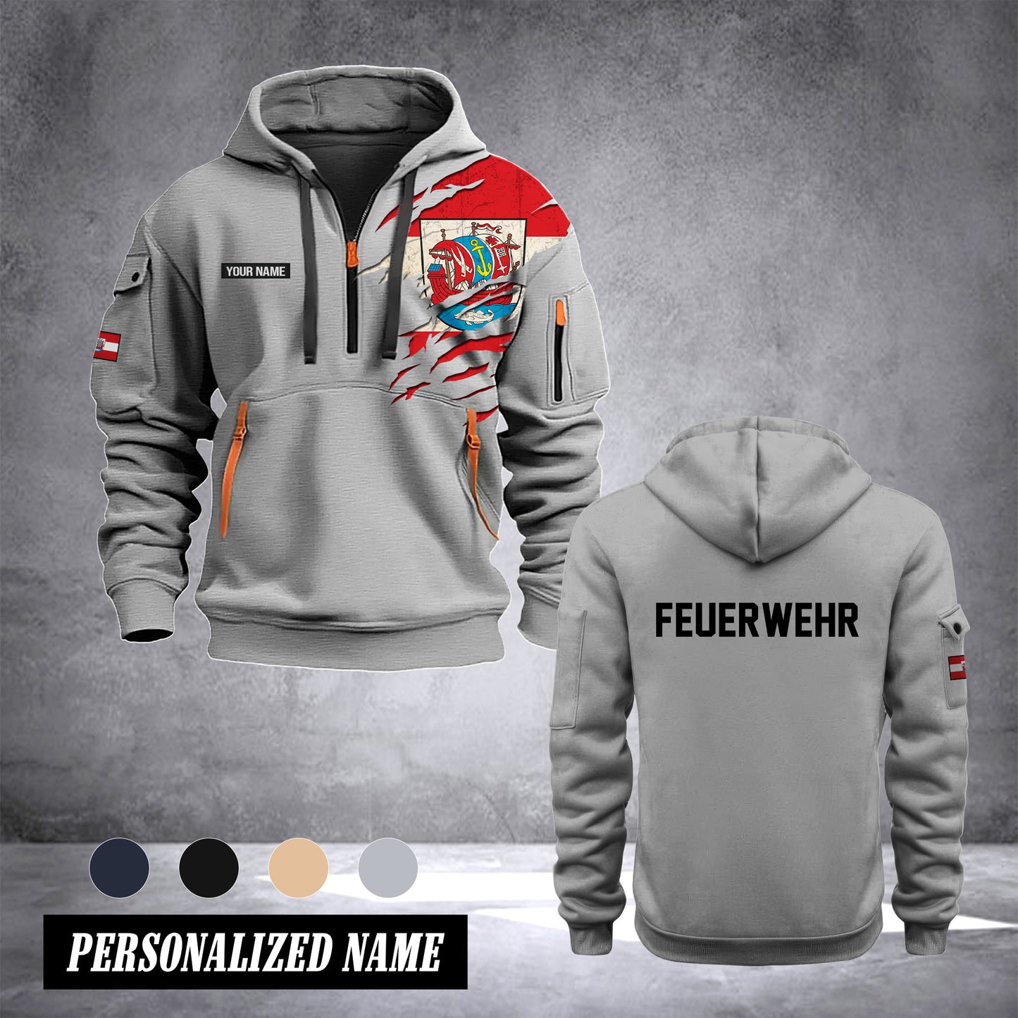 Firefighter Bremerhaven Germany customize Hoodie Half Zipper 0909