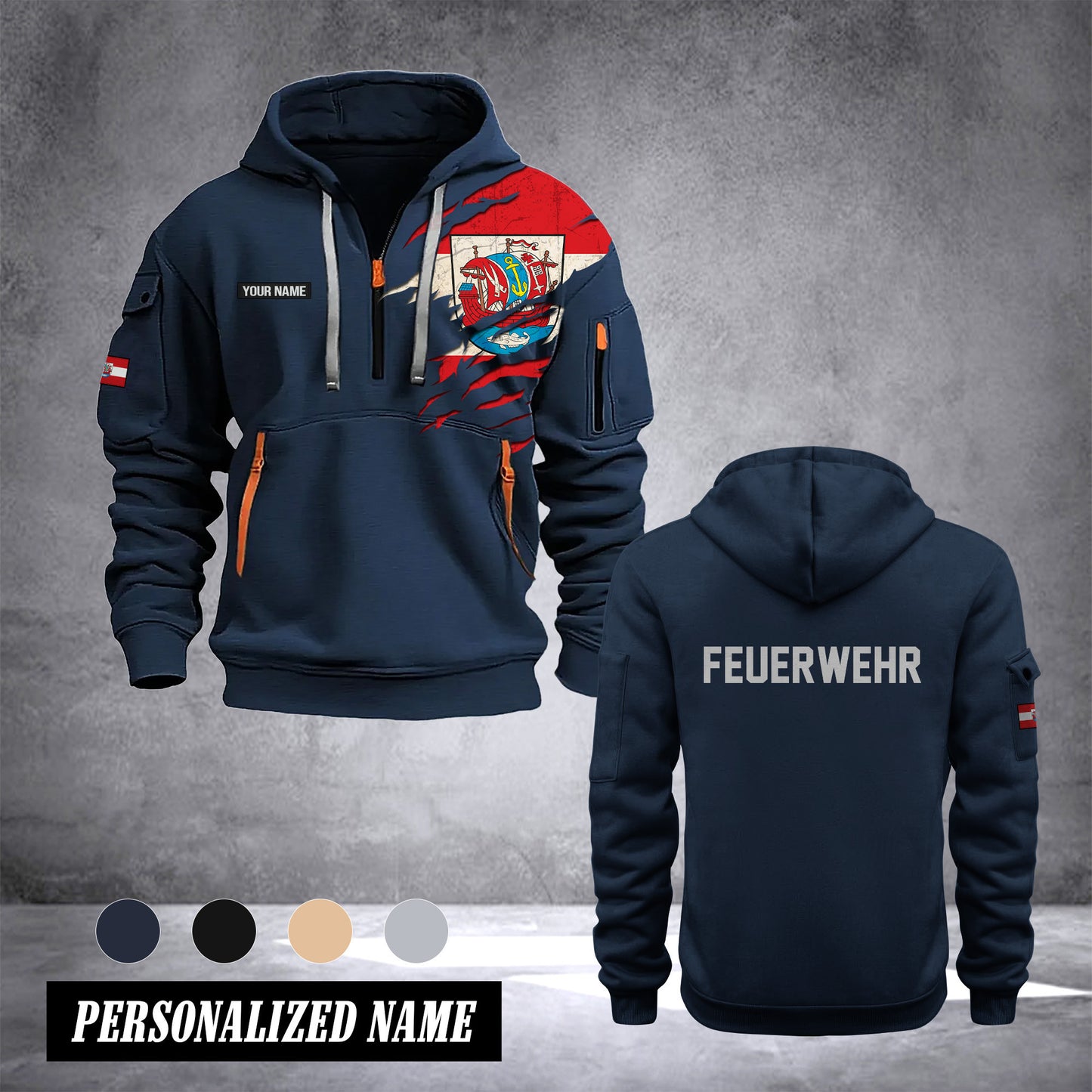 Firefighter Bremerhaven Germany customize Hoodie Half Zipper 0909