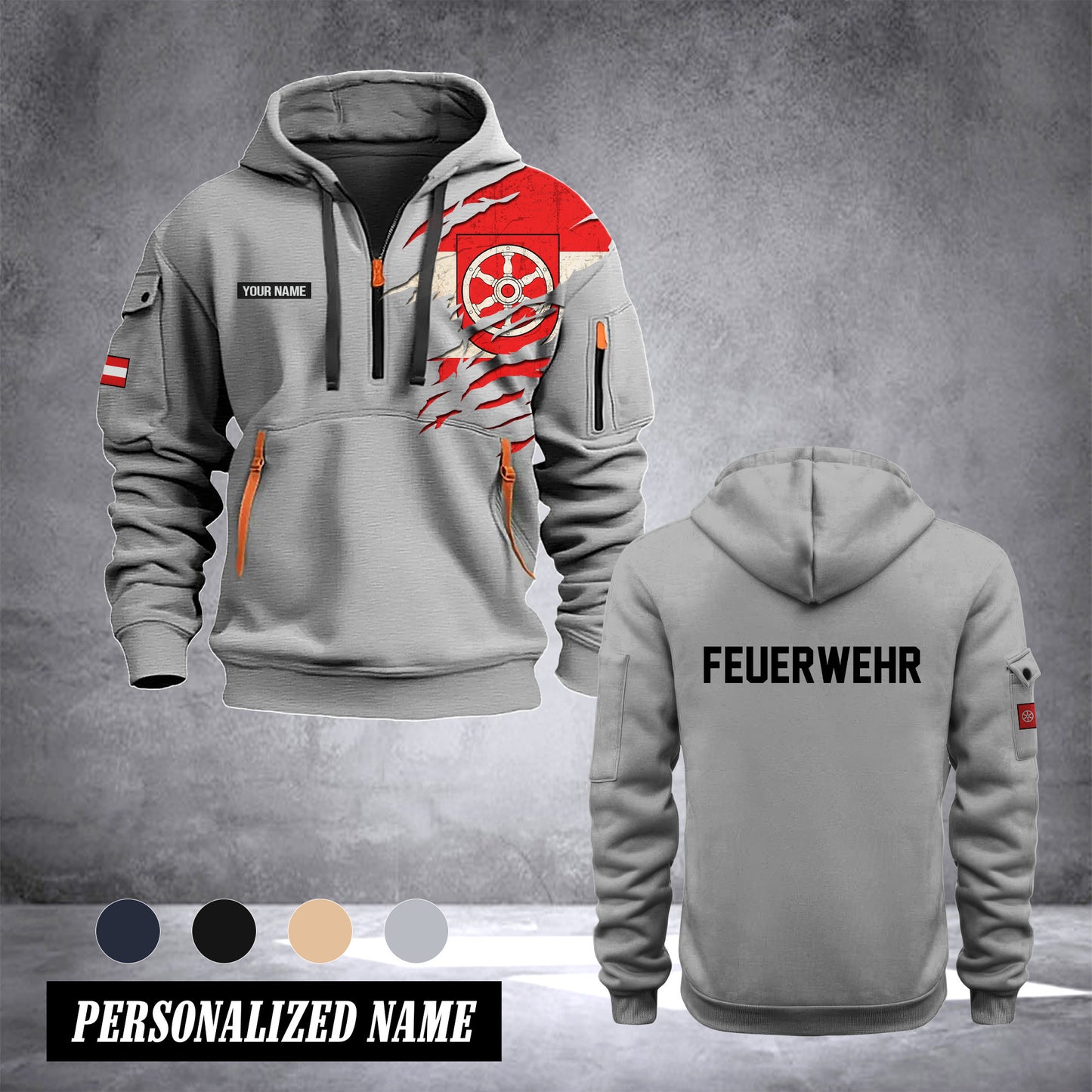 Firefighter Erfurt Germany customize Hoodie Half Zipper 0909