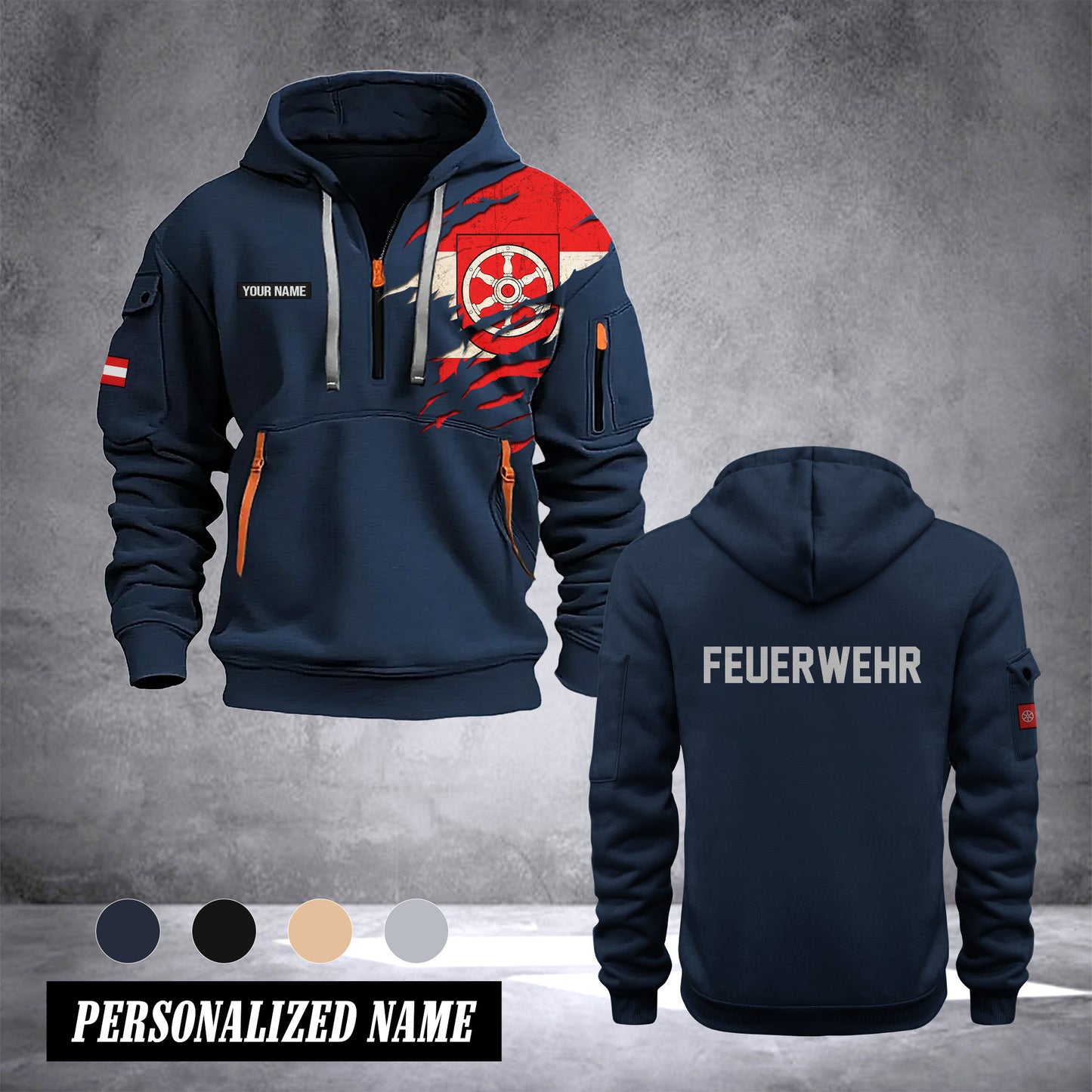 Firefighter Erfurt Germany customize Hoodie Half Zipper 0909